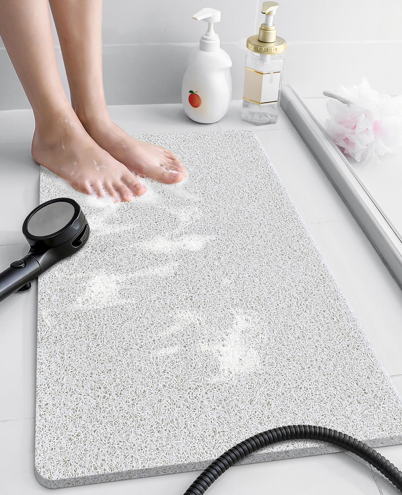Soft Textured Non-Slip Shower Mat for Wet Areas - Grey
