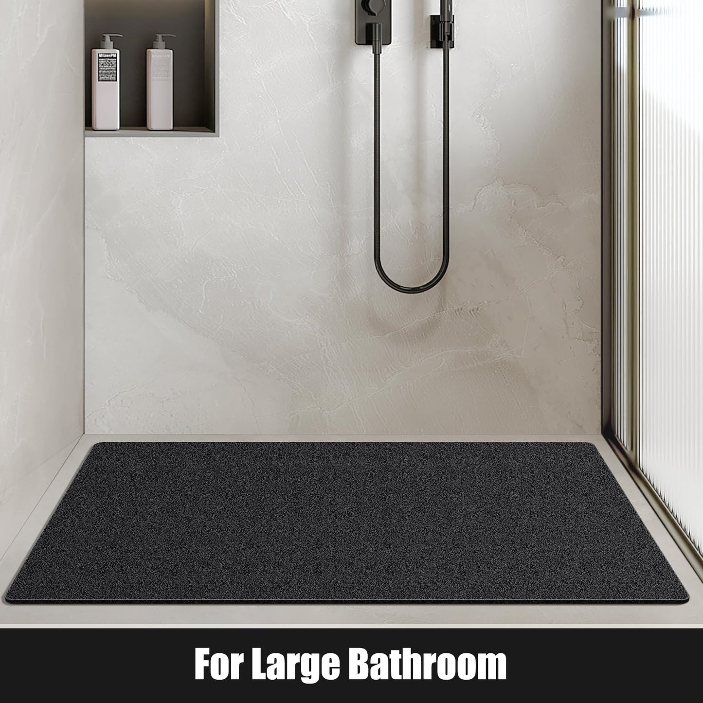 Soft Textured Non-Slip Shower Mat for Wet Areas - Grey