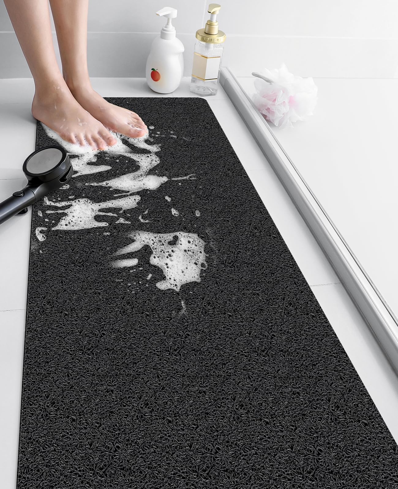 Soft Textured Non-Slip Shower Mat for Wet Areas - Grey