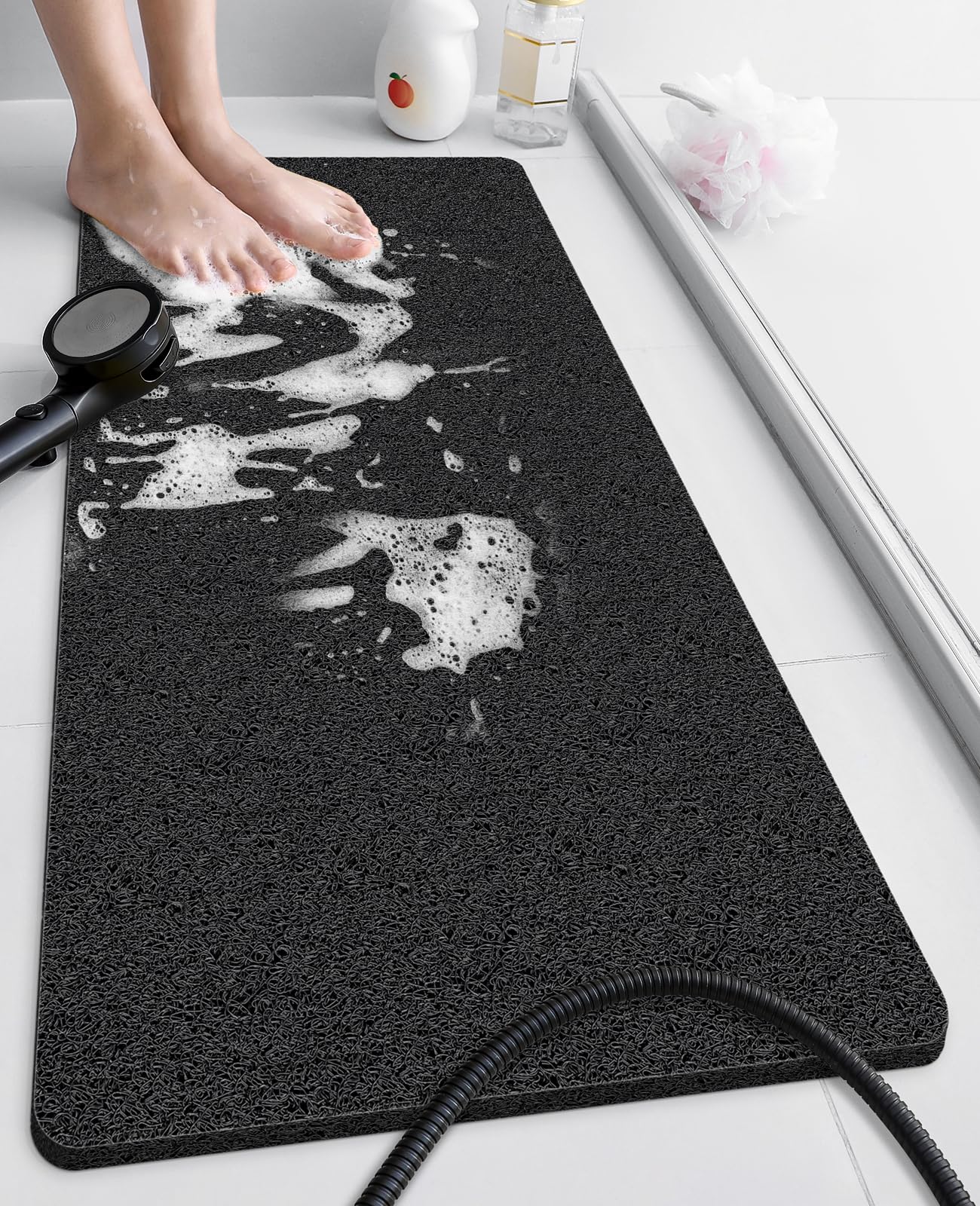 Soft Textured Non-Slip Shower Mat for Wet Areas - Grey
