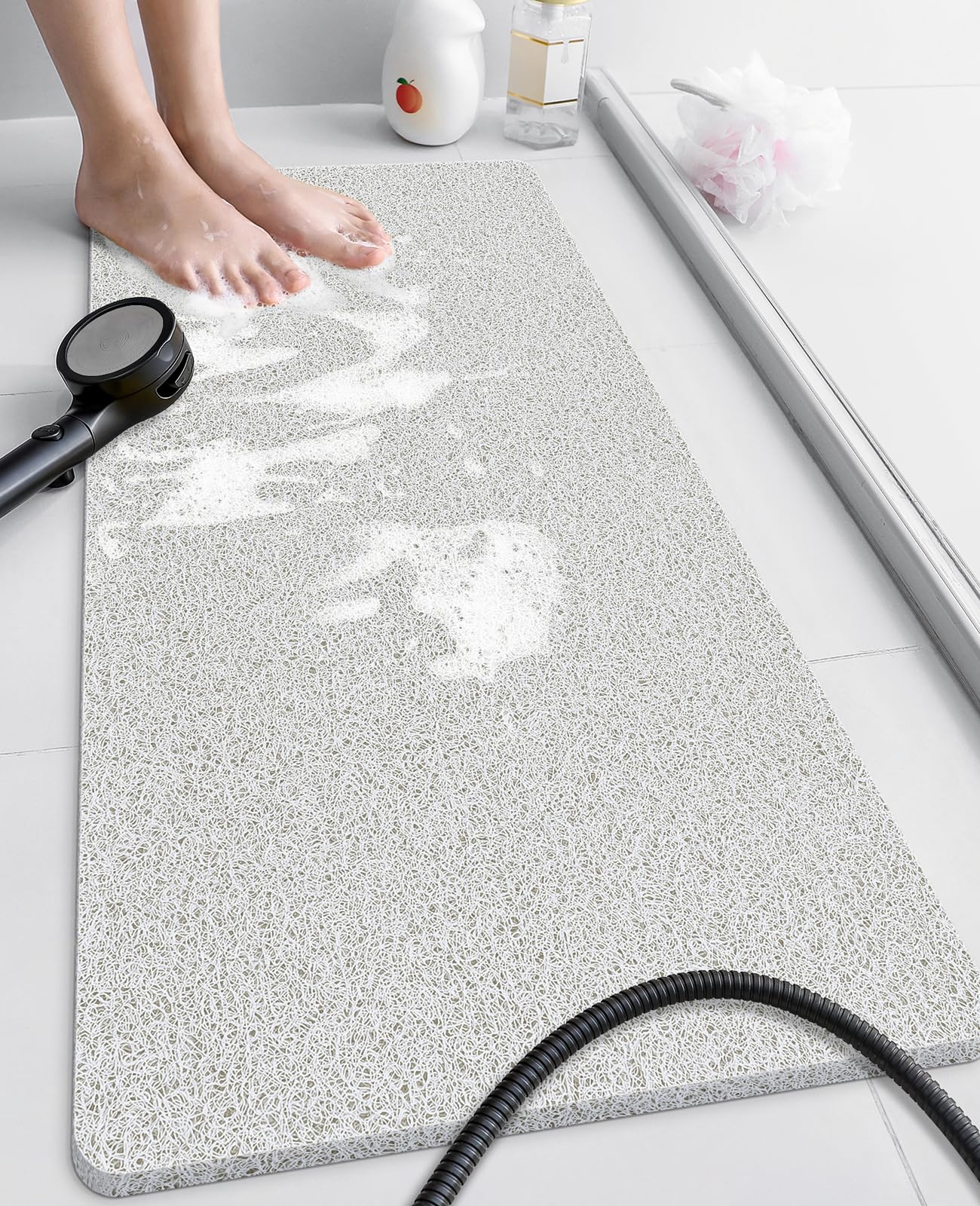 Soft Textured Non-Slip Shower Mat for Wet Areas - Grey