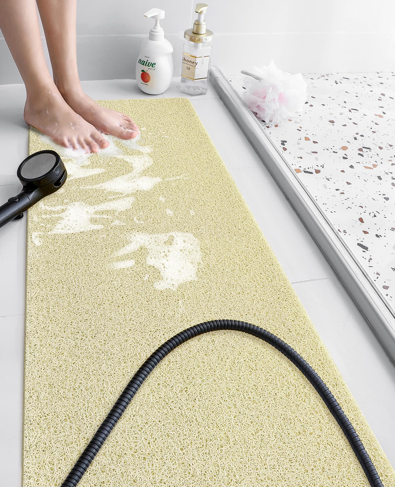 Soft Textured Non-Slip Shower Mat for Wet Areas - Grey