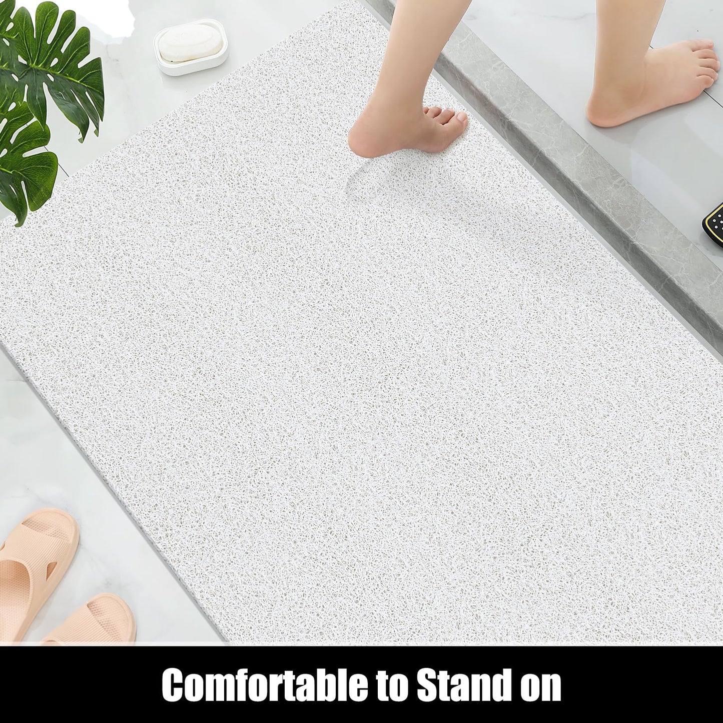 Soft Textured Non-Slip Shower Mat for Wet Areas - Grey