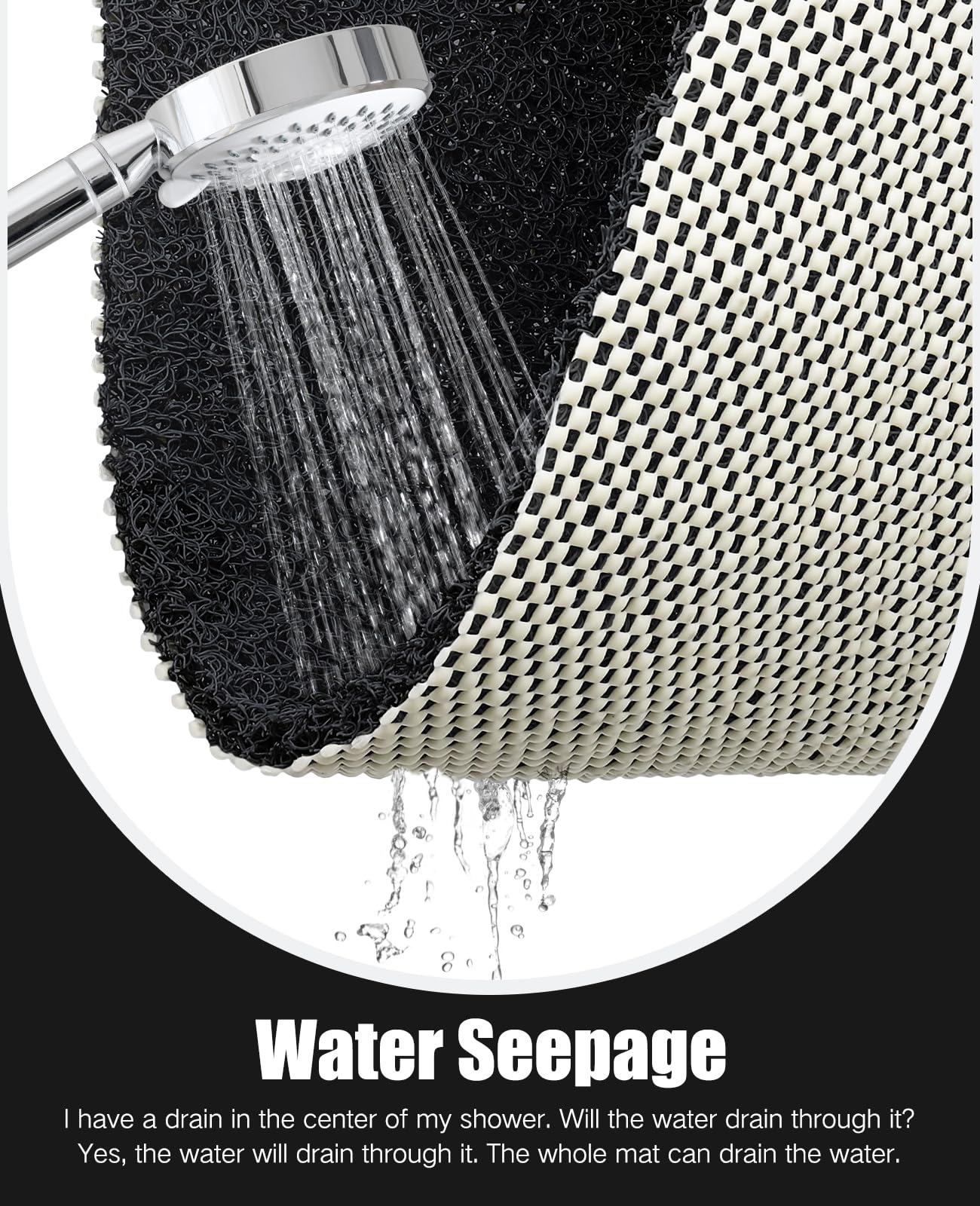 Soft Textured Non-Slip Shower Mat for Wet Areas - Grey