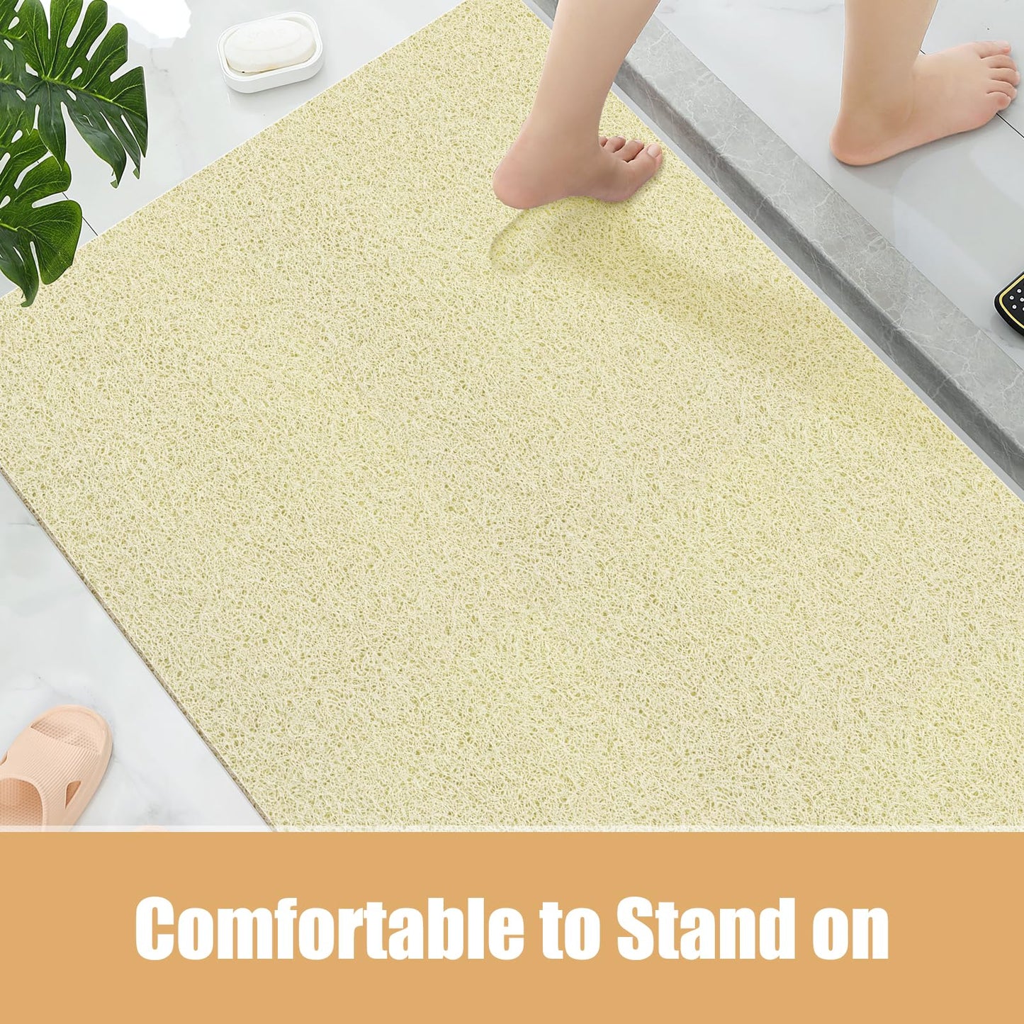 Soft Textured Non-Slip Shower Mat for Wet Areas - Grey