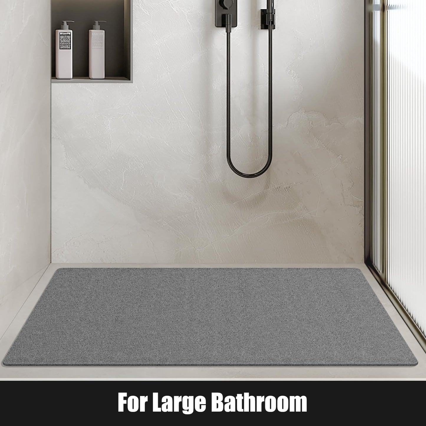 Soft Textured Non-Slip Shower Mat for Wet Areas - Grey