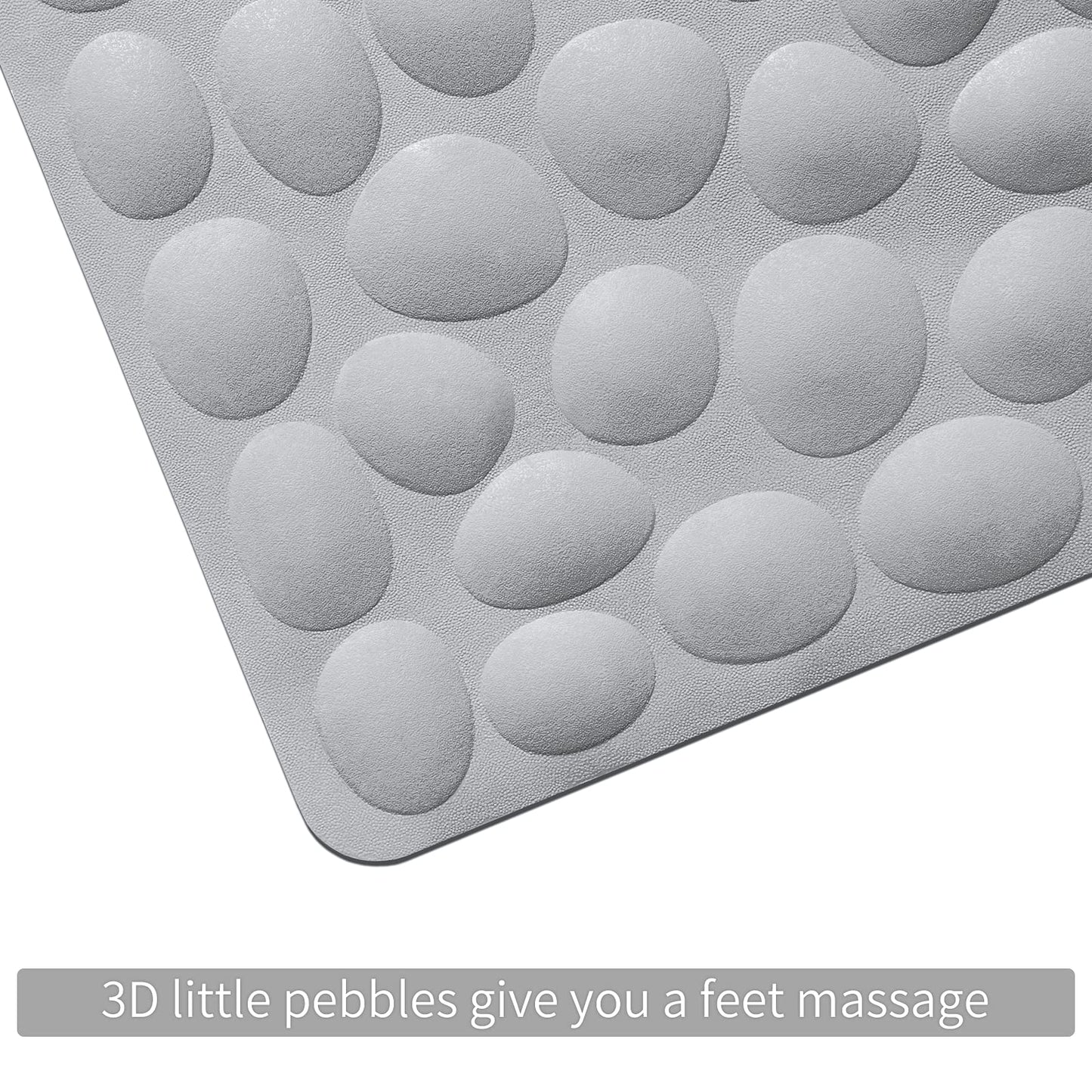 Soft Rubber Non-Slip Bath Mat with Suction Cups - Grey
