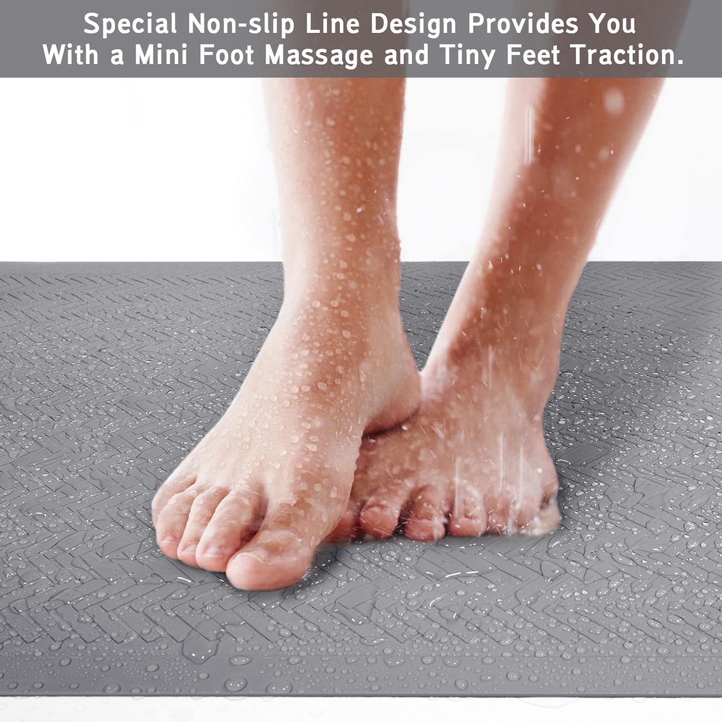 Anti-Slip Rubber Baby Bath Mat - Strong Suction Cups (Grey)