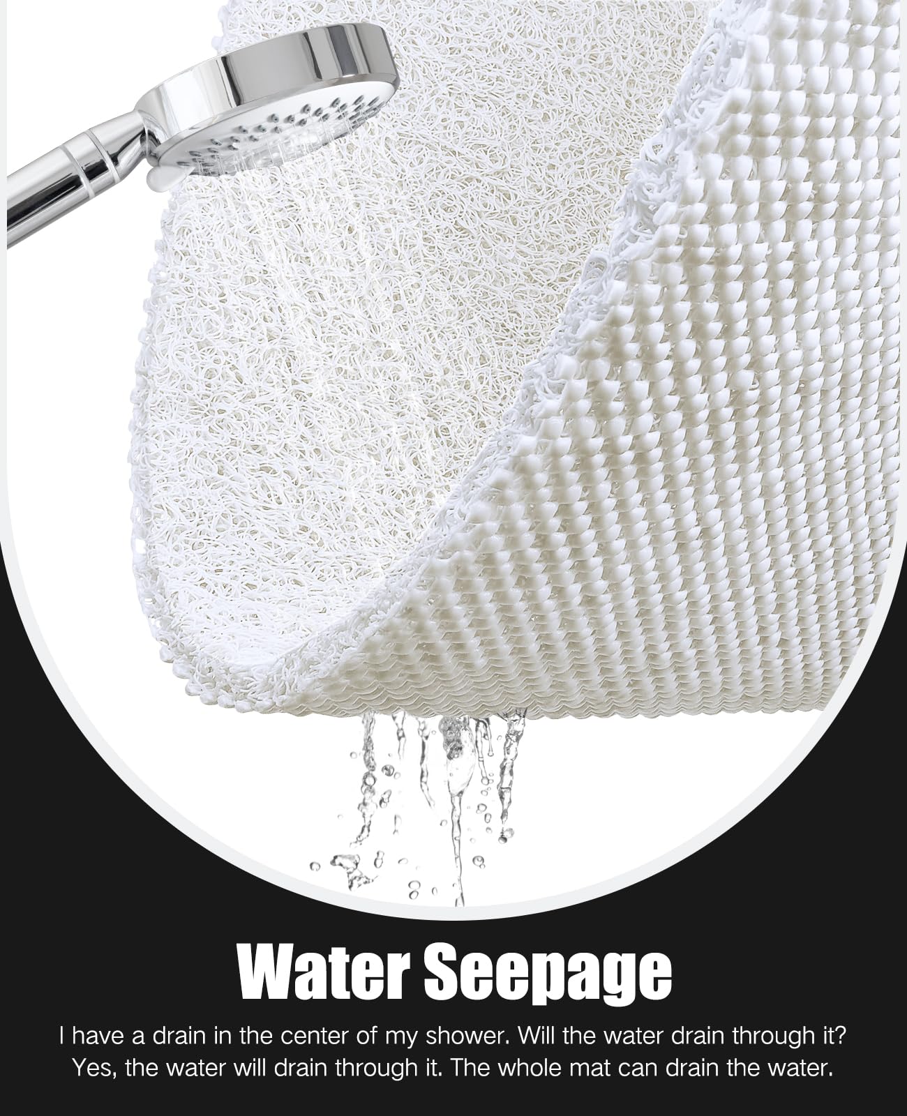 Soft Textured Non-Slip Shower Mat for Wet Areas - Grey