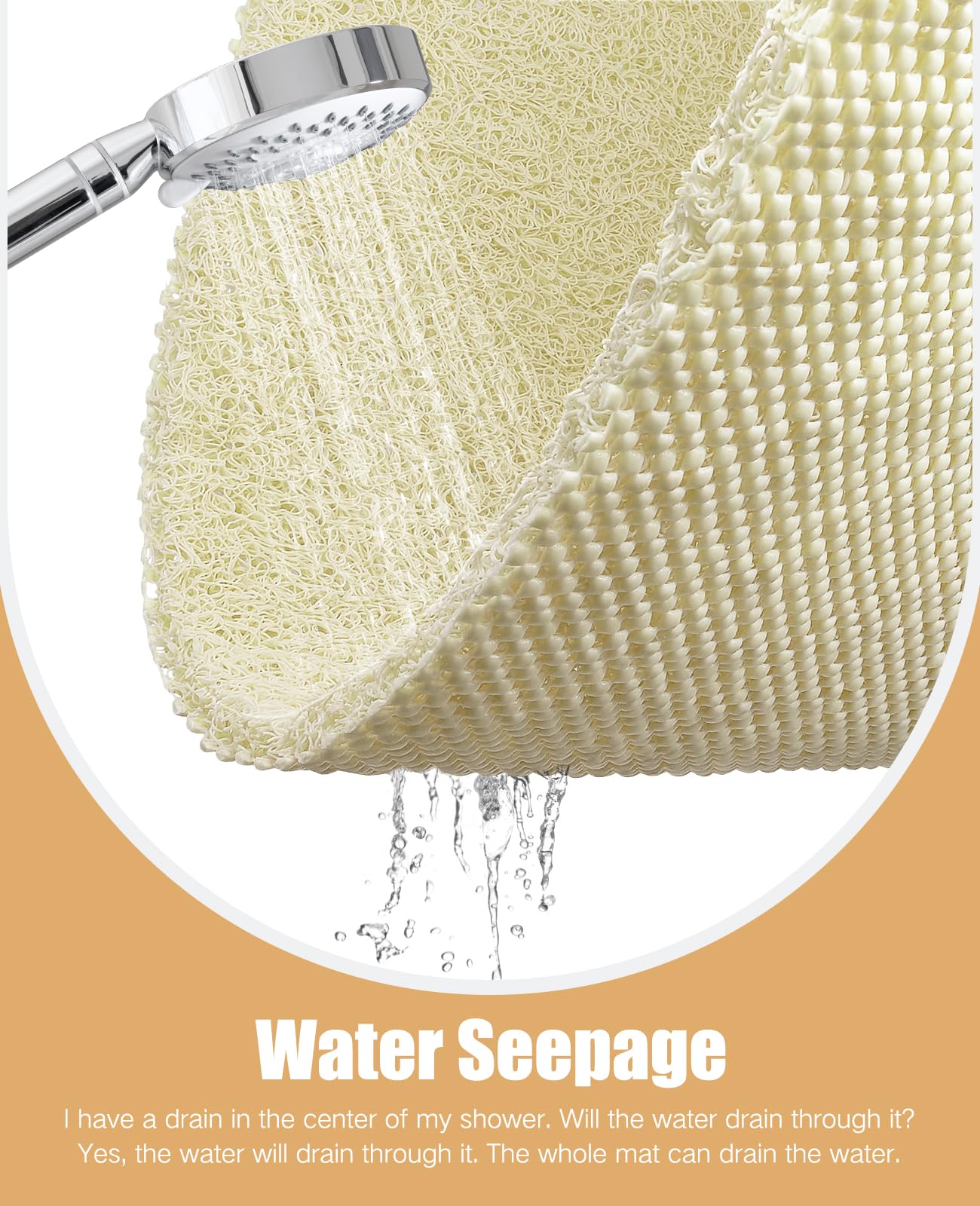 Soft Textured Non-Slip Shower Mat for Wet Areas - Grey