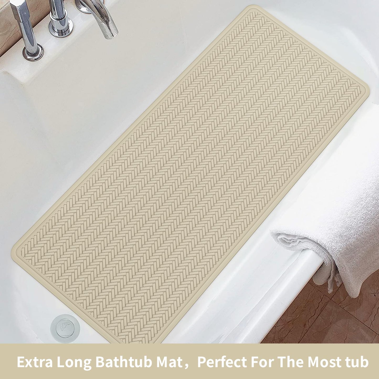 Anti-Slip Rubber Baby Bath Mat - Strong Suction Cups (Grey)