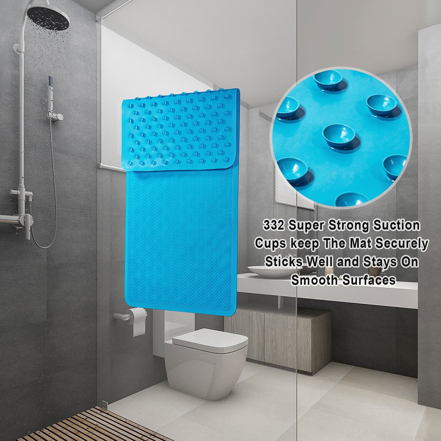 Anti-Slip Rubber Baby Bath Mat - Strong Suction Cups (Grey)