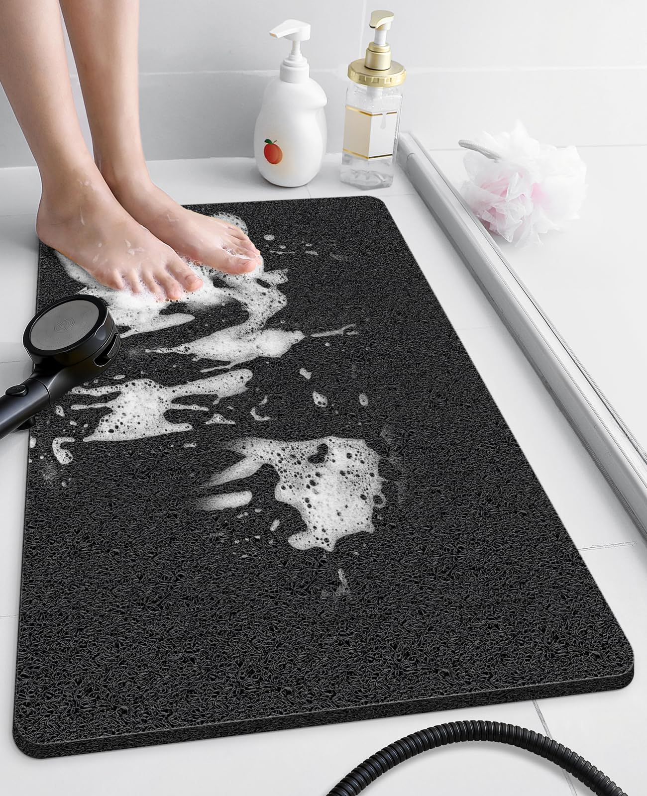 Soft Textured Non-Slip Shower Mat for Wet Areas - Grey