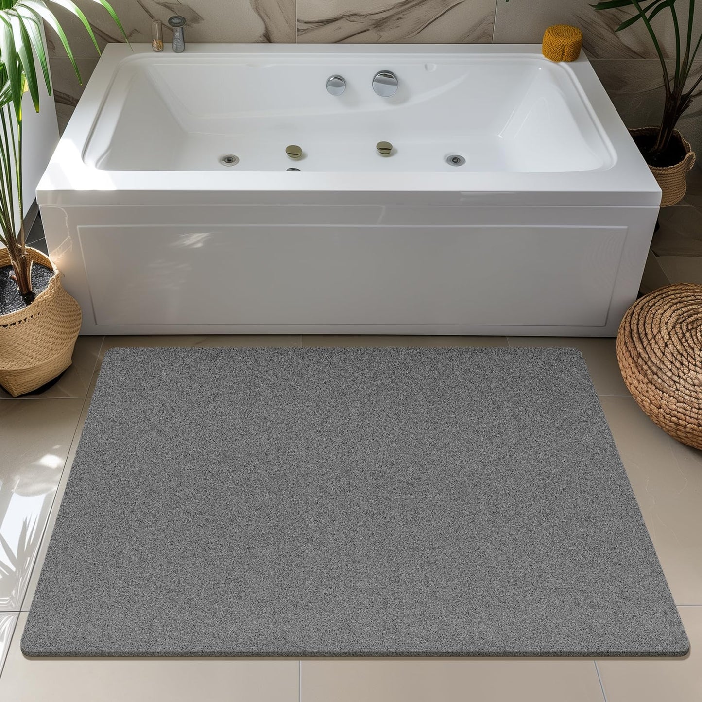 Soft Textured Non-Slip Shower Mat for Wet Areas - Grey