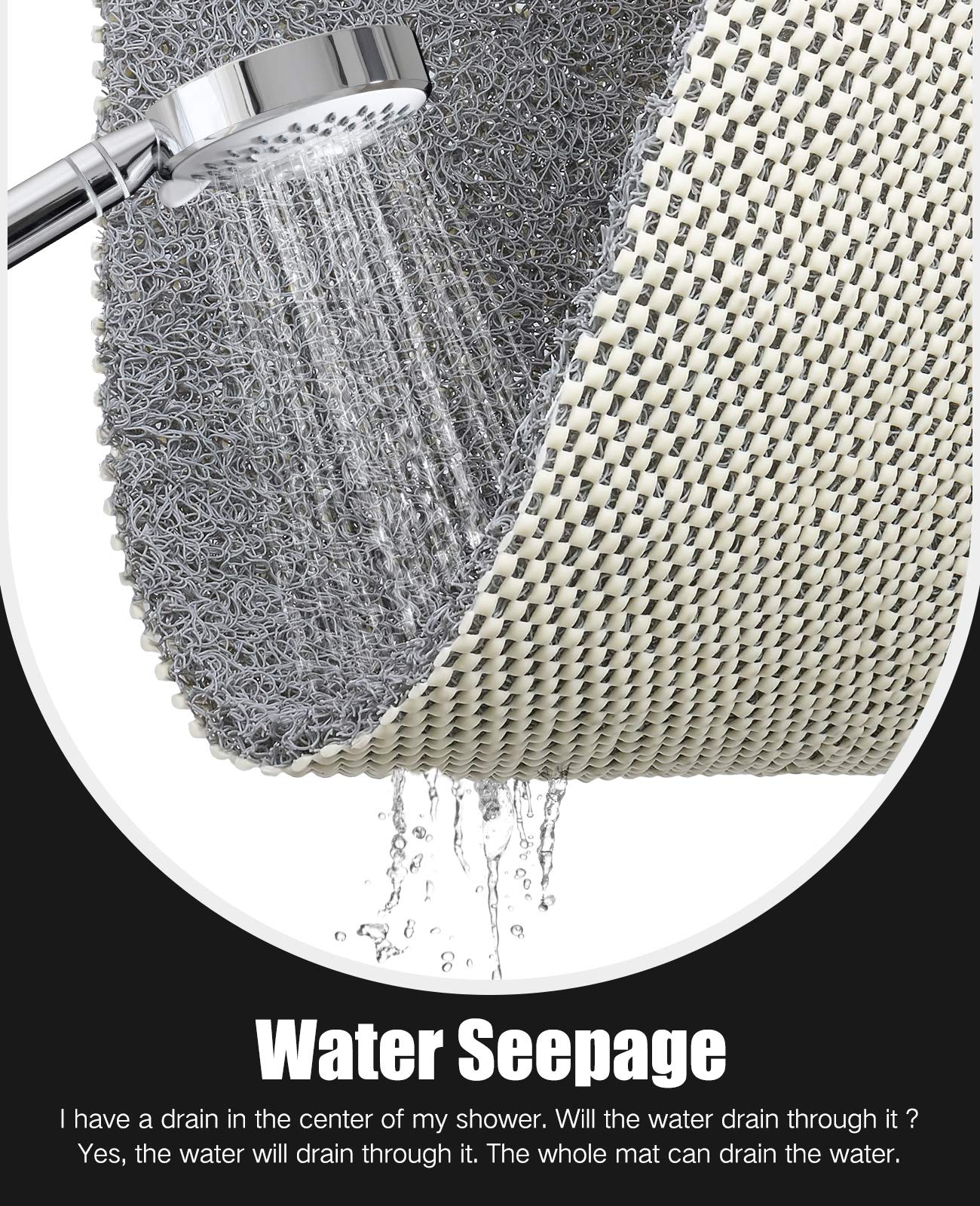 Soft Textured Non-Slip Shower Mat for Wet Areas - Grey
