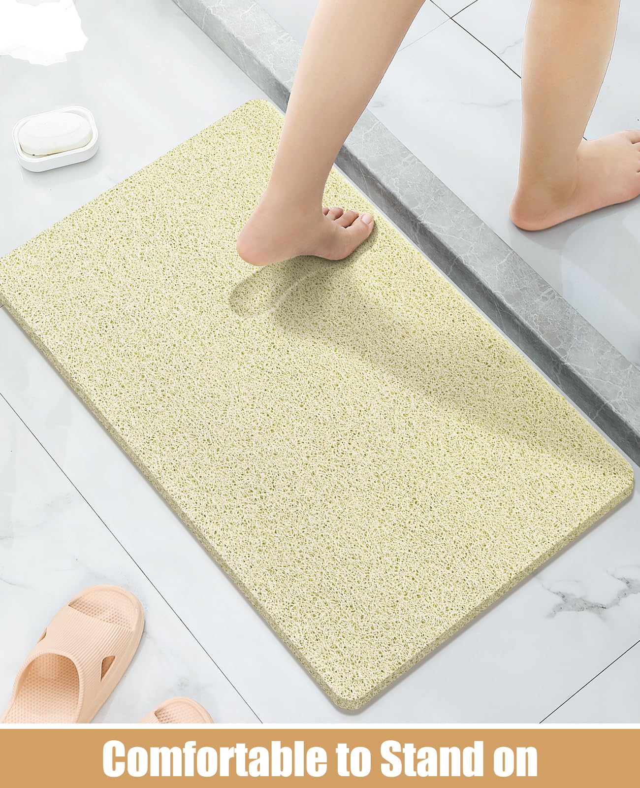 Soft Textured Non-Slip Shower Mat for Wet Areas - Grey