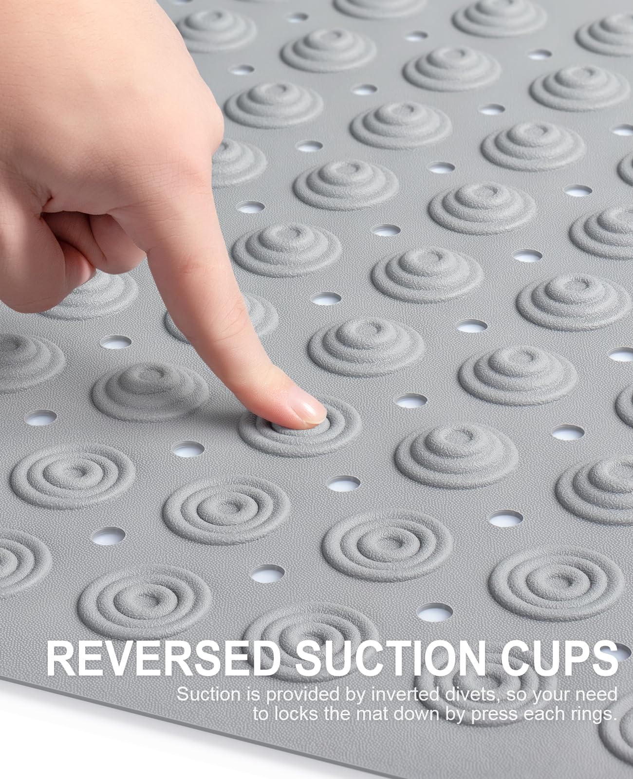 White Non Slip Bath Tub Mat with Suction Cups