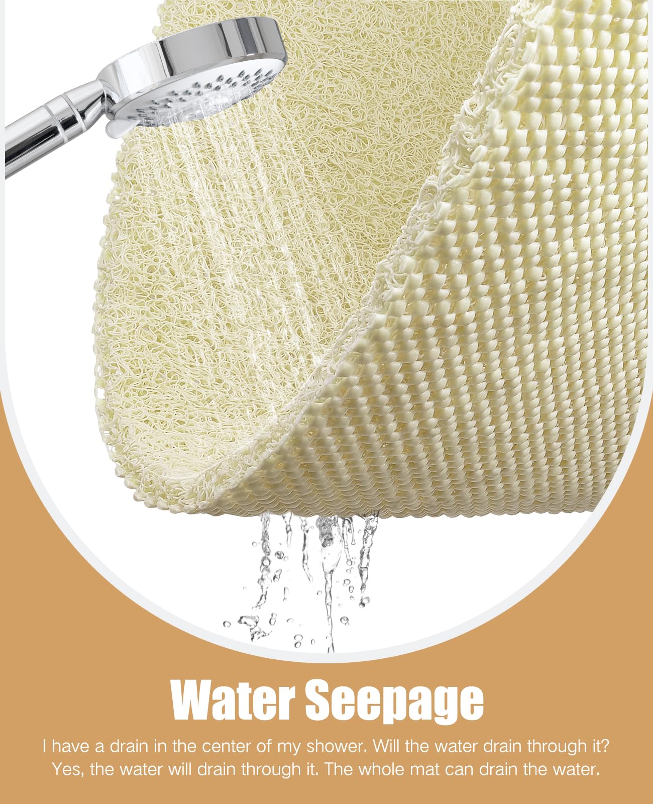 Soft Textured Non-Slip Shower Mat for Wet Areas - Grey