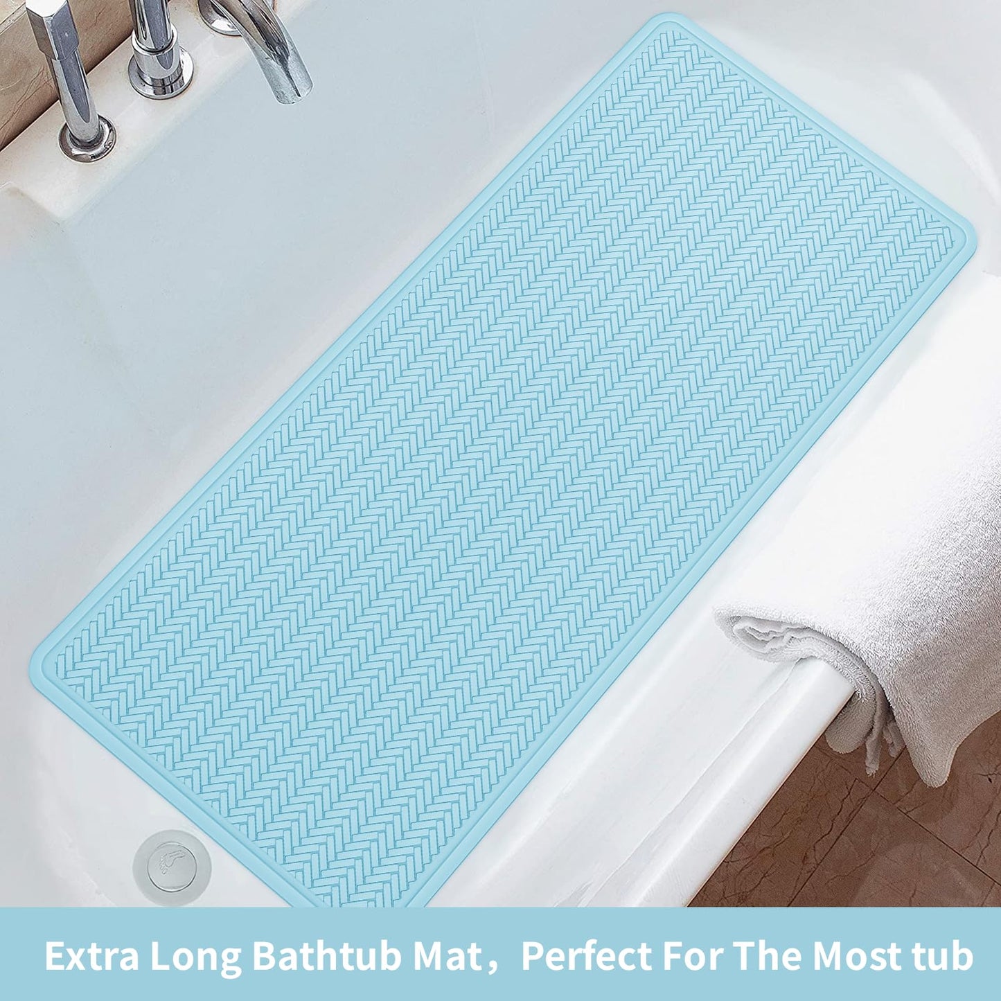 Anti-Slip Rubber Baby Bath Mat - Strong Suction Cups (Grey)