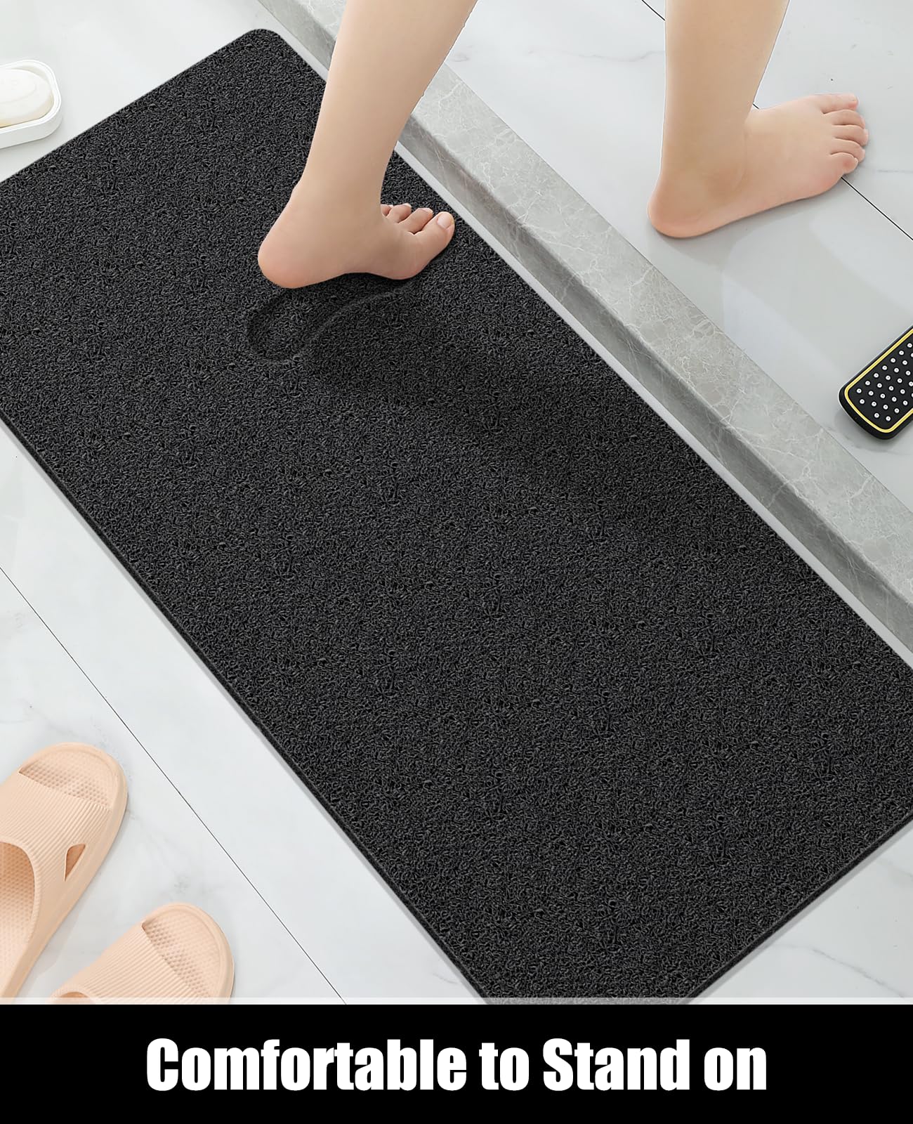 Soft Textured Non-Slip Shower Mat for Wet Areas - Grey