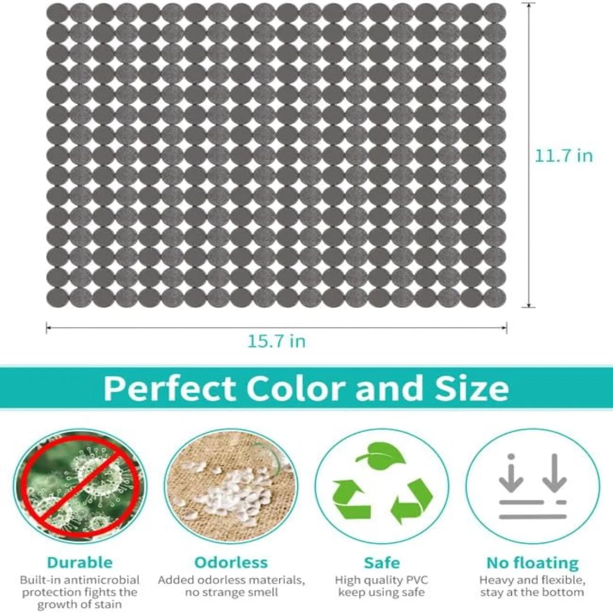 Bligli Round Sink Mats 2-Pack ,Non-Slip PVC Sink Protector, Fits Stainless Steel / Ceramic Sinks,15.7 x 11.8 inch,Fast Draining Dot Design for Kitchen Sink