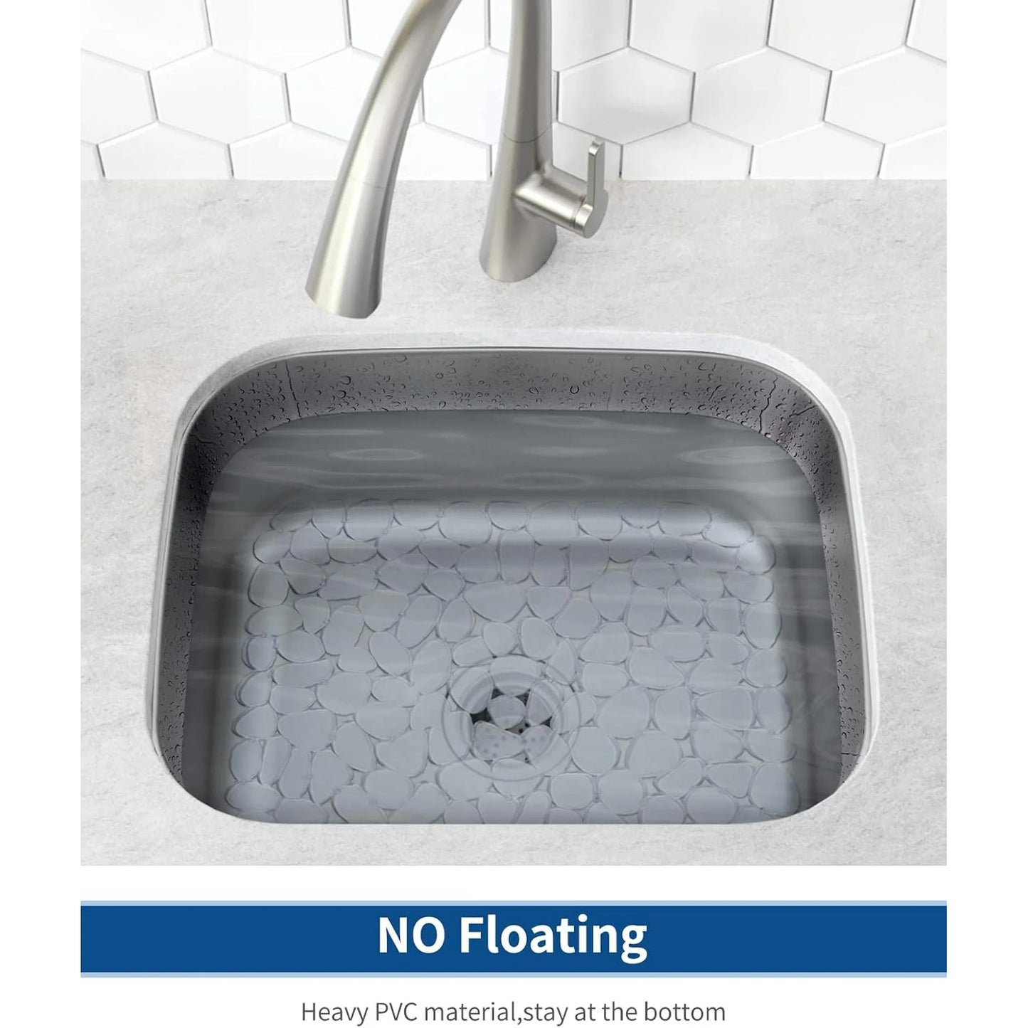 Bligli Non-Slip PVC Sink Mats (2-pack) – Pebble Design Protector for Stainless Steel/Porcelain, Dish Drying & Kitchen Liner, 15.7"x11.8"
