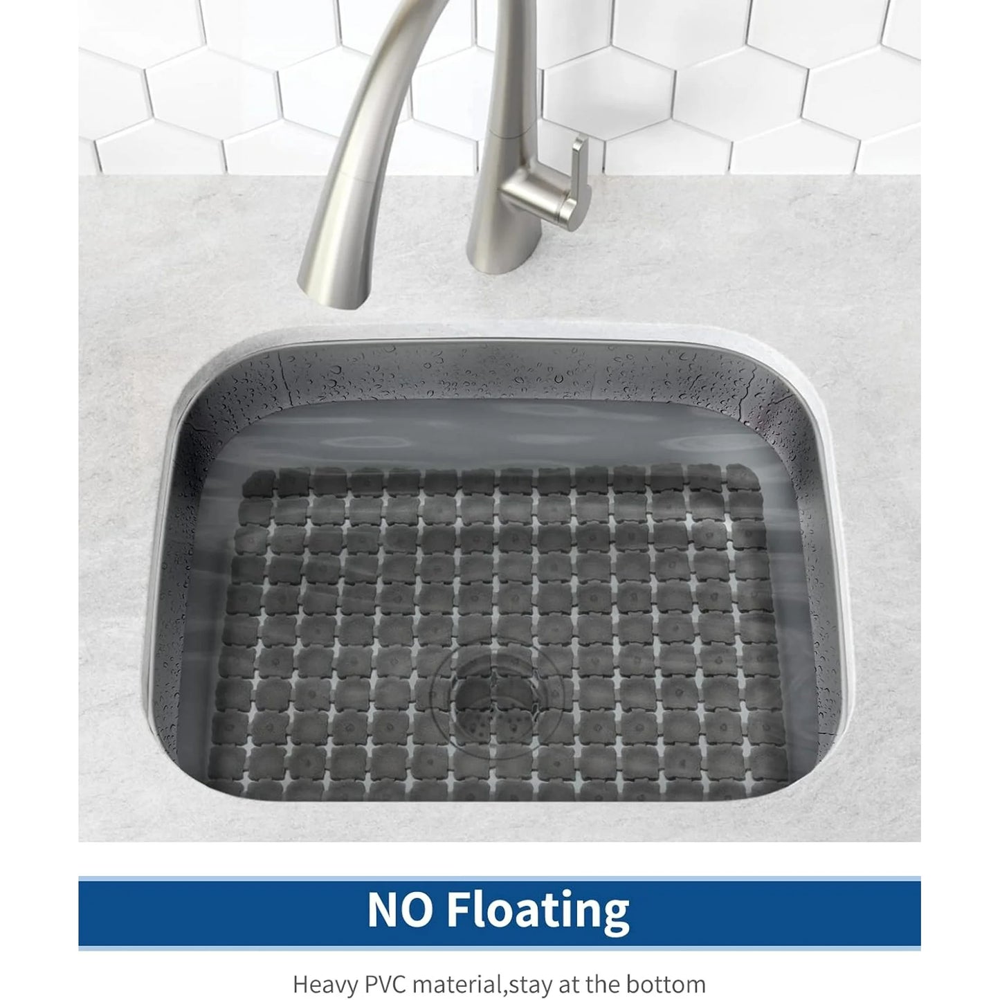 Bligli 2-Pack Sink Mats - 15.7"x11.8" Non-Slip PVC Liners, Quick-Dry Kitchen Protector for Stainless Steel/Ceramic, Dish Drying Mat