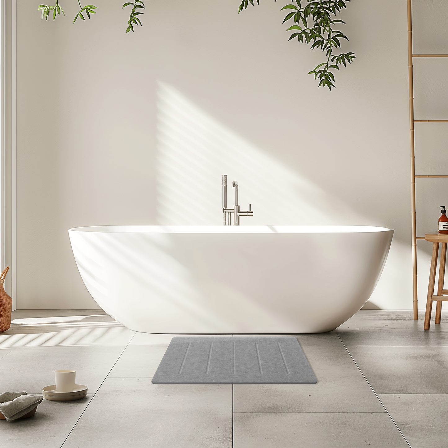 OTHWAY Stone Bath Mat Large, 32" x 20" Diatomaceous Earth for Bathroom, Super Absorbent Quick Drying Non-Slip Diatomite Shower Mat