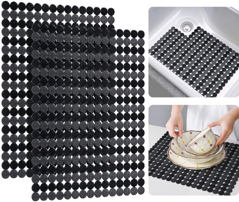 Bligli Round Sink Mats 2-Pack ,Non-Slip PVC Sink Protector, Fits Stainless Steel / Ceramic Sinks,15.7 x 11.8 inch,Fast Draining Dot Design for Kitchen Sink