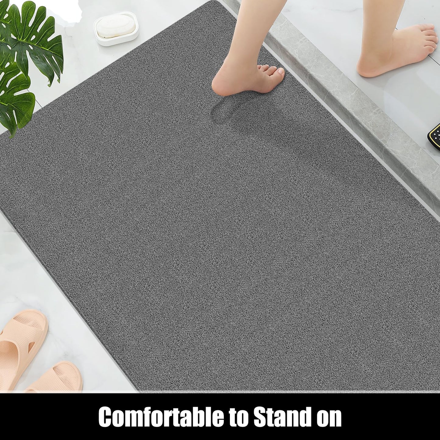 Soft Textured Non-Slip Shower Mat for Wet Areas - Grey