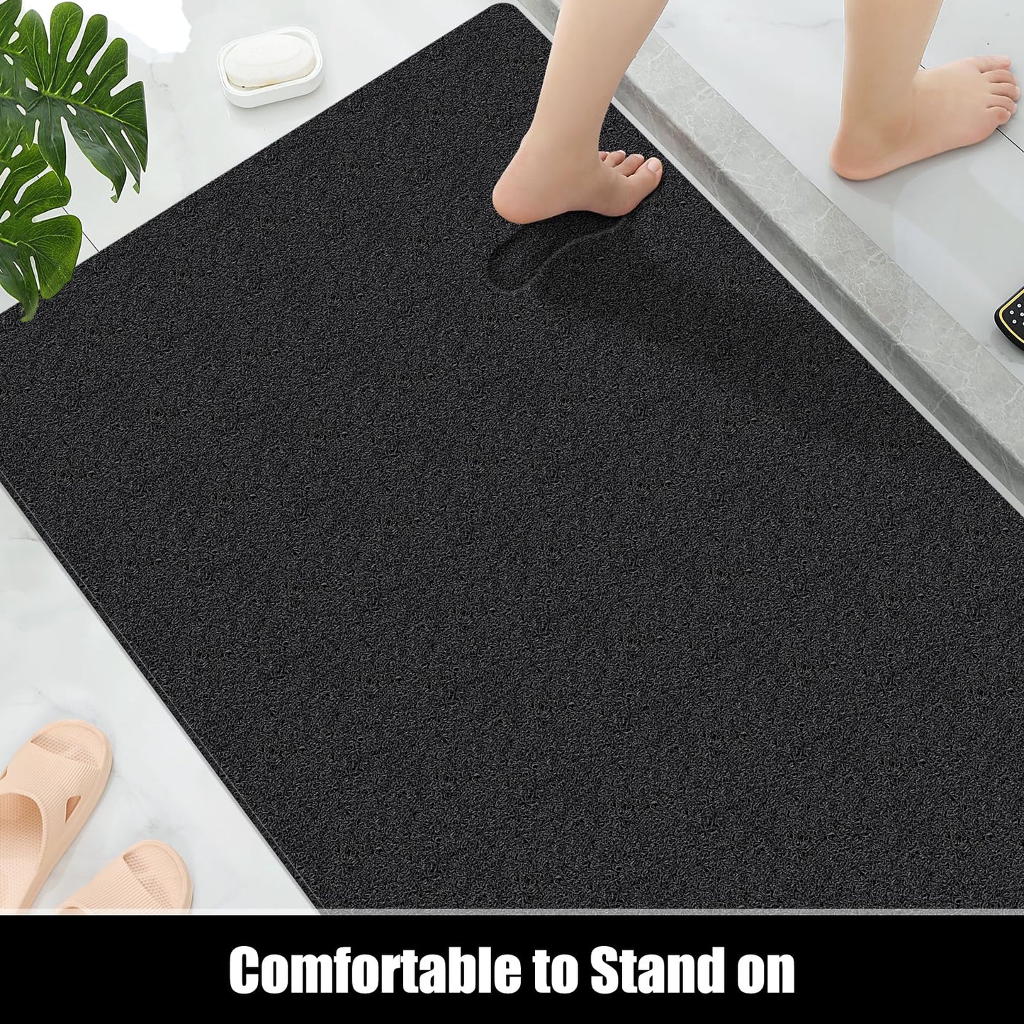 Soft Textured Non-Slip Shower Mat for Wet Areas - Grey