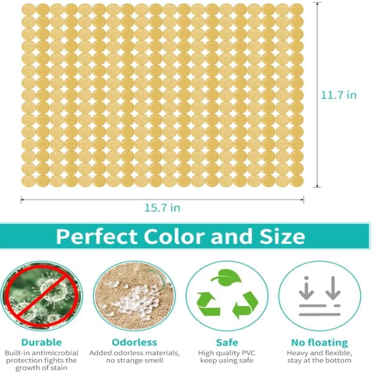 Bligli Round Sink Mats 2-Pack ,Non-Slip PVC Sink Protector, Fits Stainless Steel / Ceramic Sinks,15.7 x 11.8 inch,Fast Draining Dot Design for Kitchen Sink