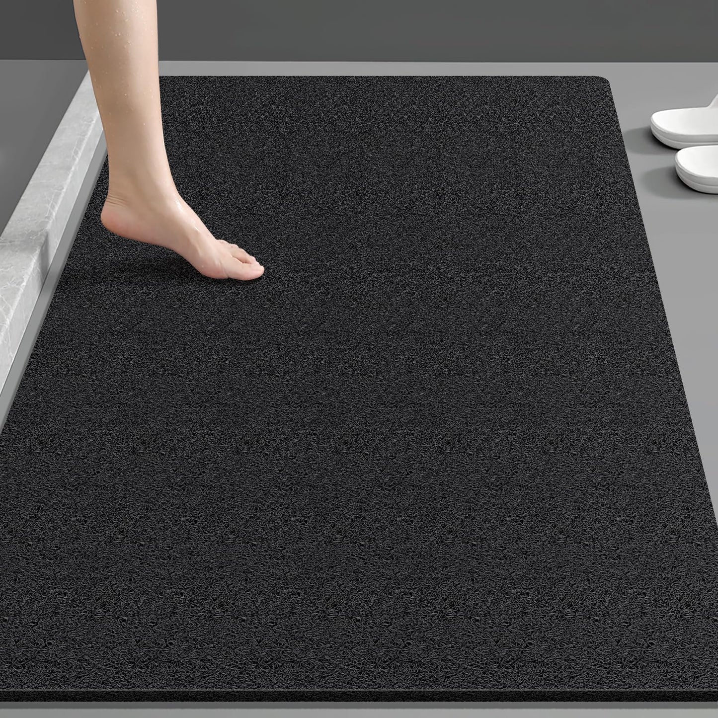Soft Textured Non-Slip Shower Mat for Wet Areas - Grey
