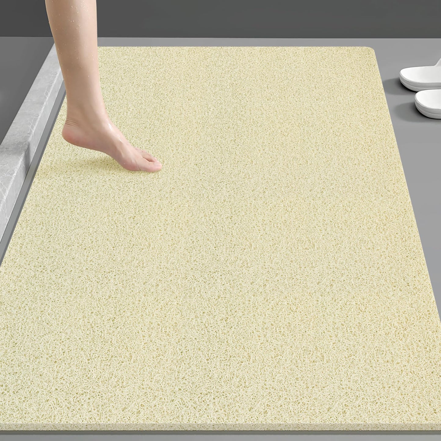Soft Textured Non-Slip Shower Mat for Wet Areas - Grey