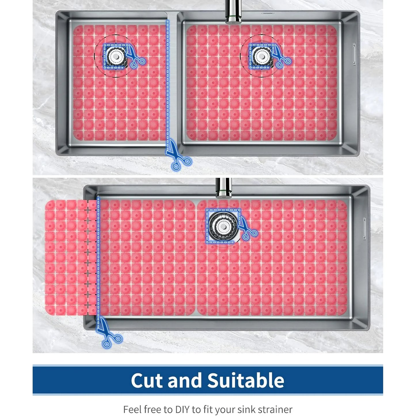 Bligli 2-Pack Sink Mats - 15.7"x11.8" Non-Slip PVC Liners, Quick-Dry Kitchen Protector for Stainless Steel/Ceramic, Dish Drying Mat