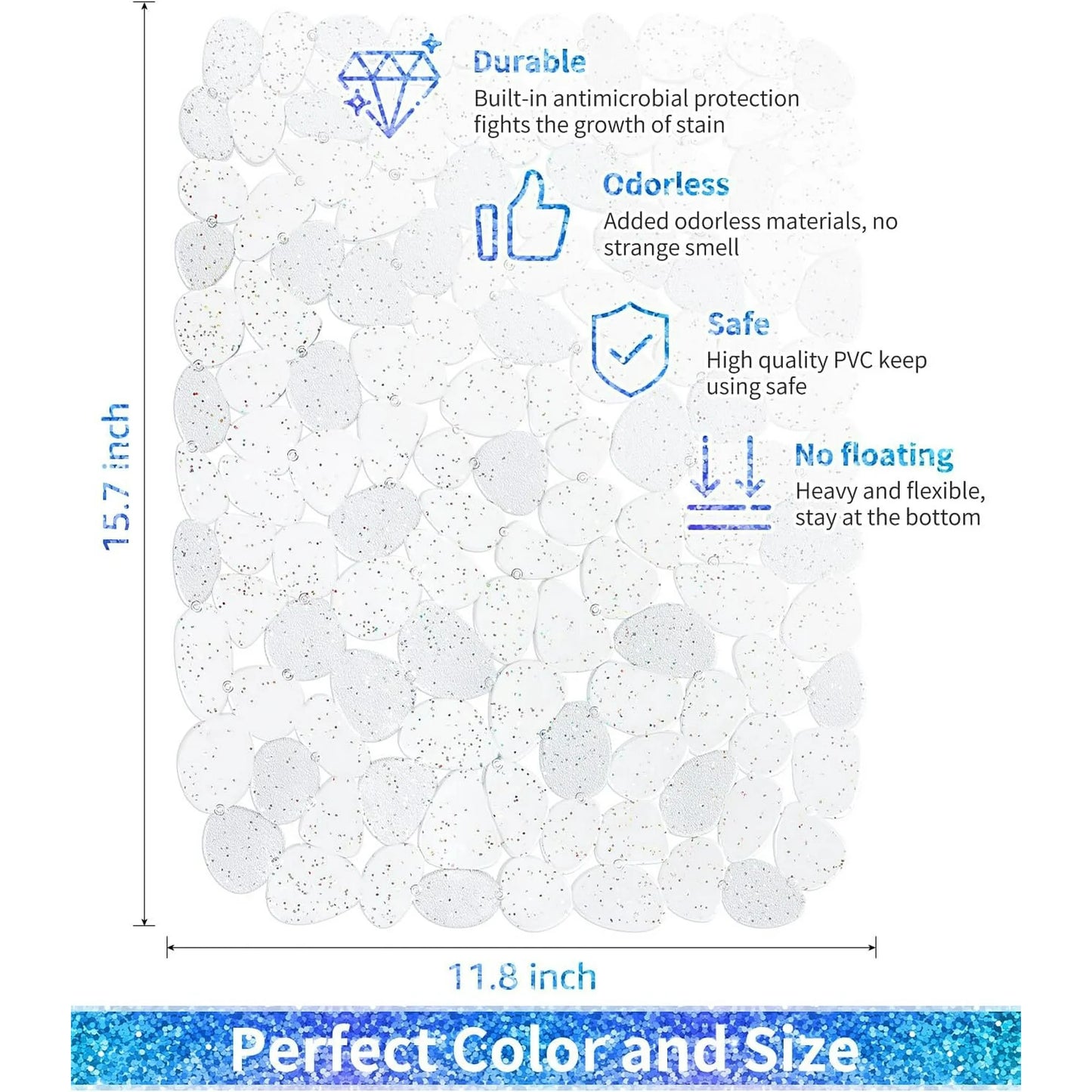 Bligli Non-Slip PVC Sink Mats (2-pack) – Pebble Design Protector for Stainless Steel/Porcelain, Dish Drying & Kitchen Liner, 15.7"x11.8"