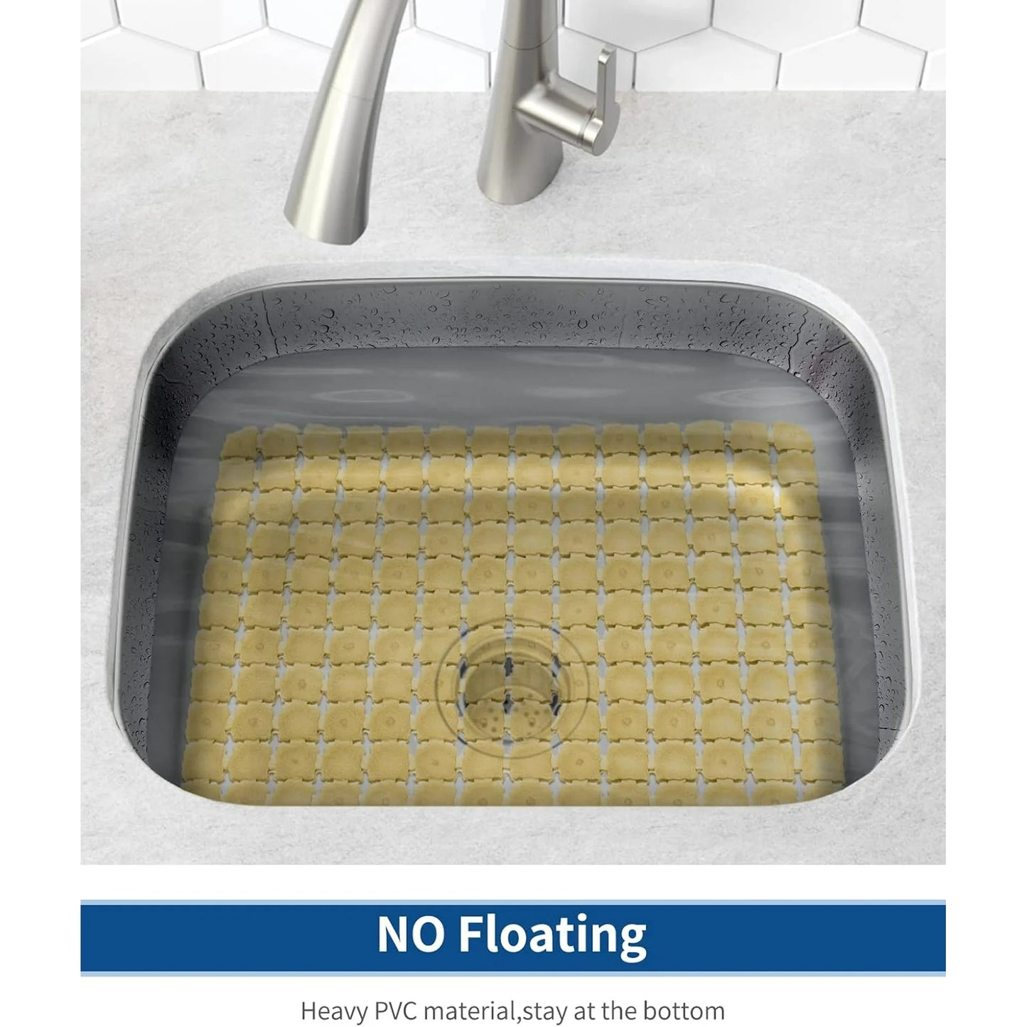 Bligli 2-Pack Sink Mats - 15.7"x11.8" Non-Slip PVC Liners, Quick-Dry Kitchen Protector for Stainless Steel/Ceramic, Dish Drying Mat