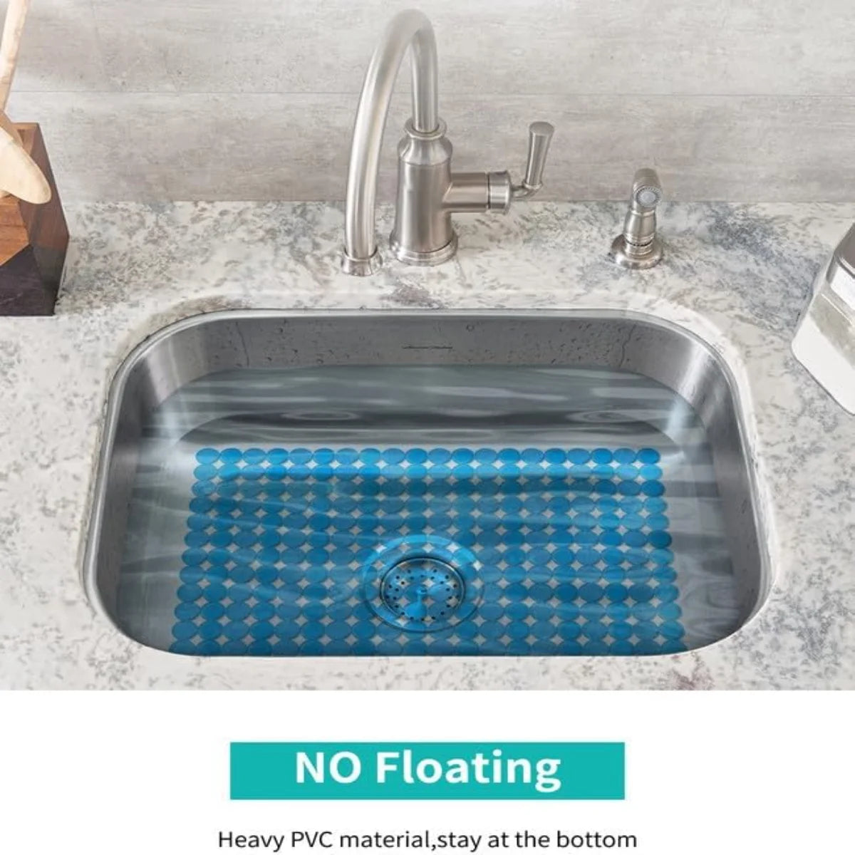 Bligli Round Sink Mats 2-Pack ,Non-Slip PVC Sink Protector, Fits Stainless Steel / Ceramic Sinks,15.7 x 11.8 inch,Fast Draining Dot Design for Kitchen Sink