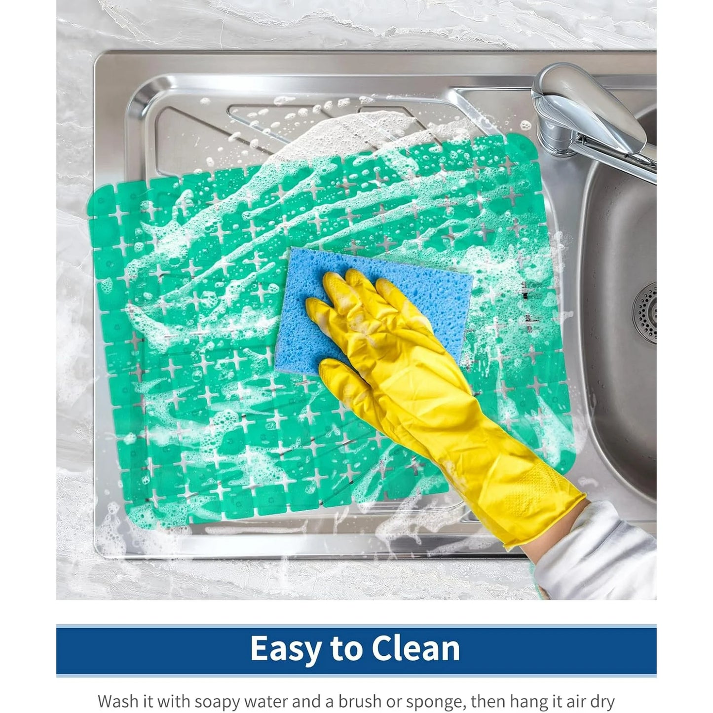 Bligli 2-Pack Sink Mats - 15.7"x11.8" Non-Slip PVC Liners, Quick-Dry Kitchen Protector for Stainless Steel/Ceramic, Dish Drying Mat