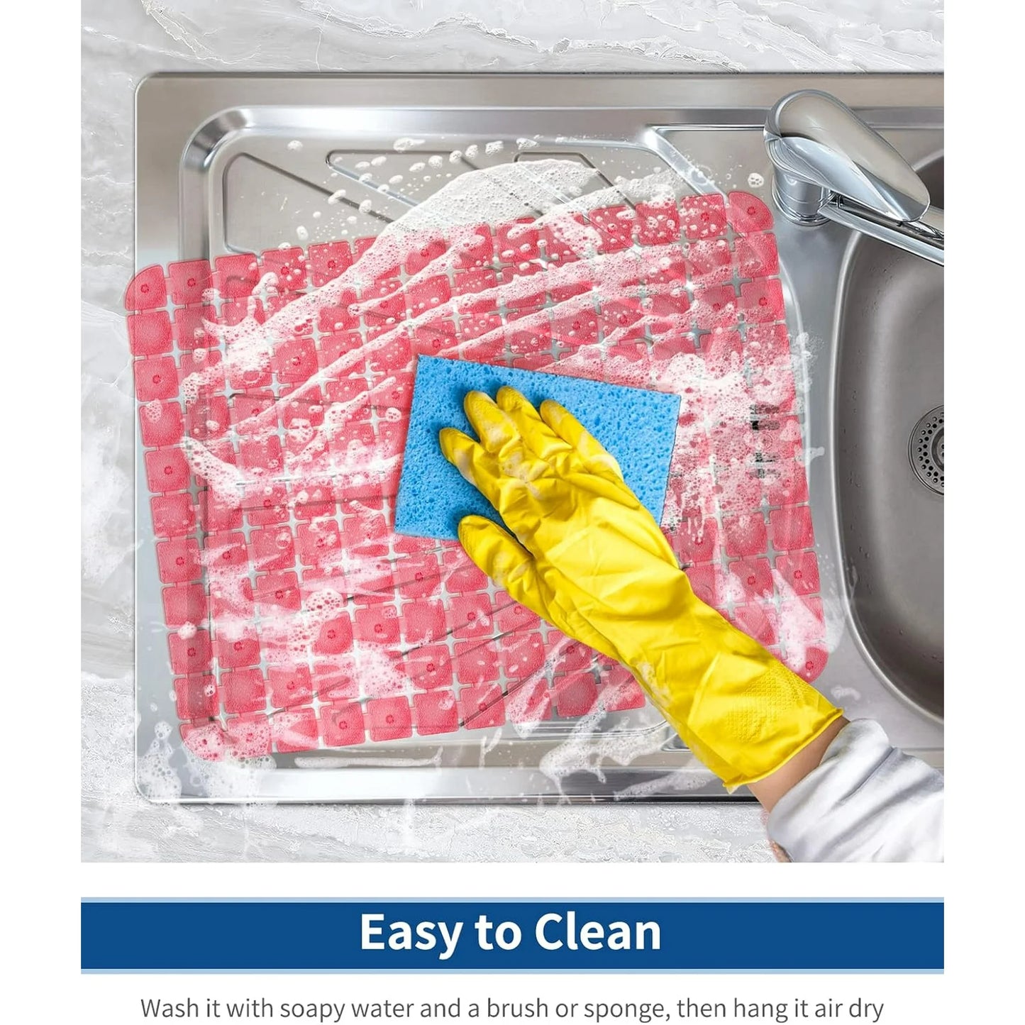 Bligli 2-Pack Sink Mats - 15.7"x11.8" Non-Slip PVC Liners, Quick-Dry Kitchen Protector for Stainless Steel/Ceramic, Dish Drying Mat
