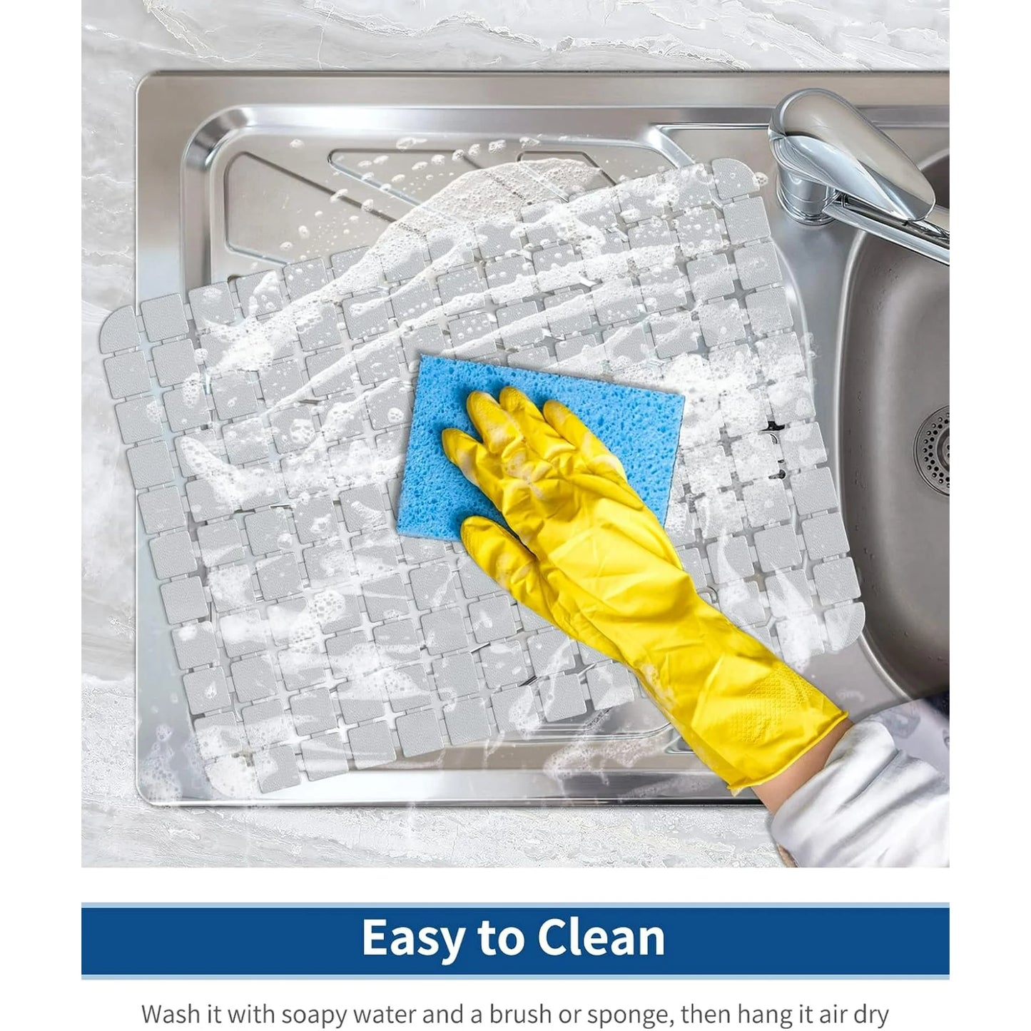 Bligli 2-Pack Sink Mats - 15.7"x11.8" Non-Slip PVC Liners, Quick-Dry Kitchen Protector for Stainless Steel/Ceramic, Dish Drying Mat