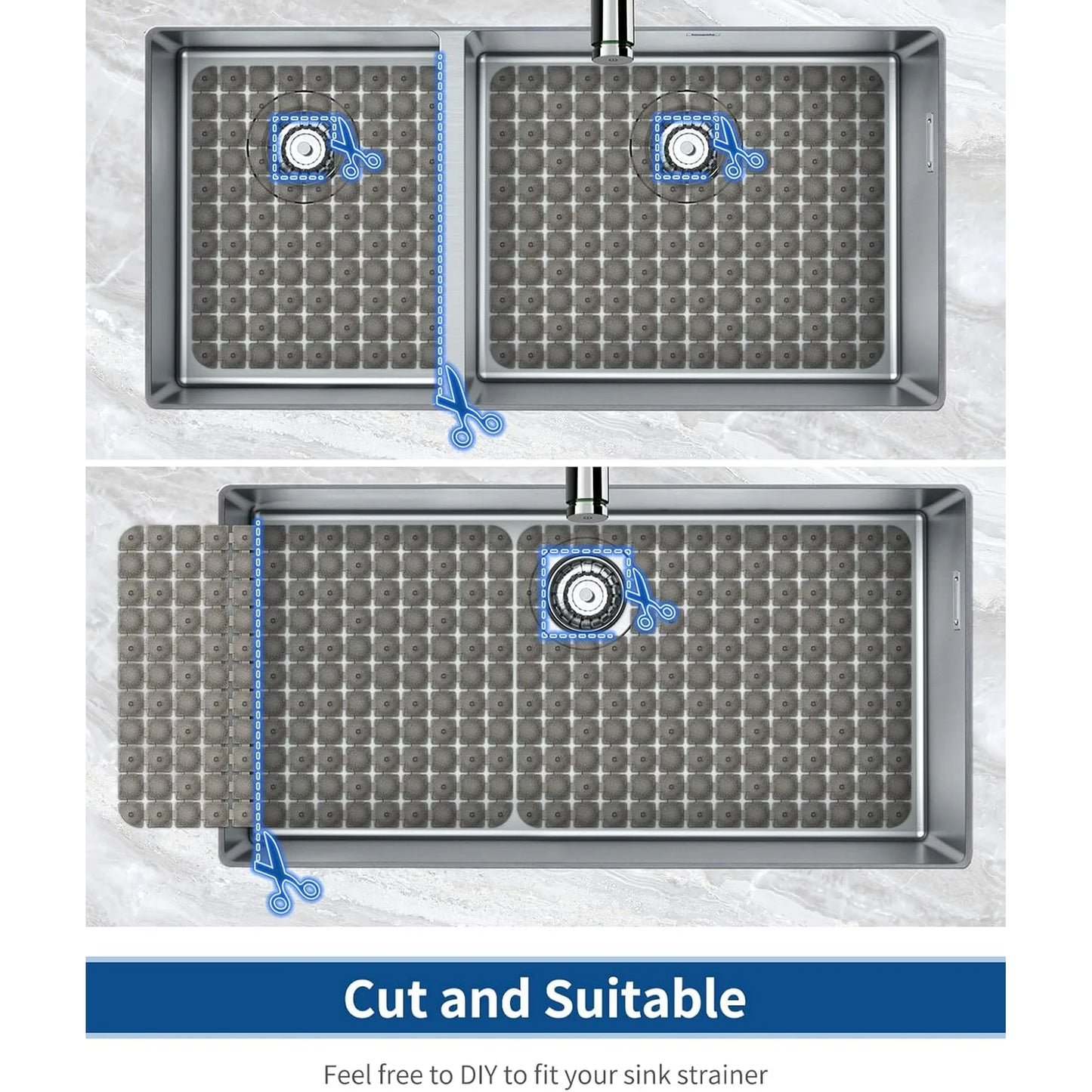 Bligli 2-Pack Sink Mats - 15.7"x11.8" Non-Slip PVC Liners, Quick-Dry Kitchen Protector for Stainless Steel/Ceramic, Dish Drying Mat