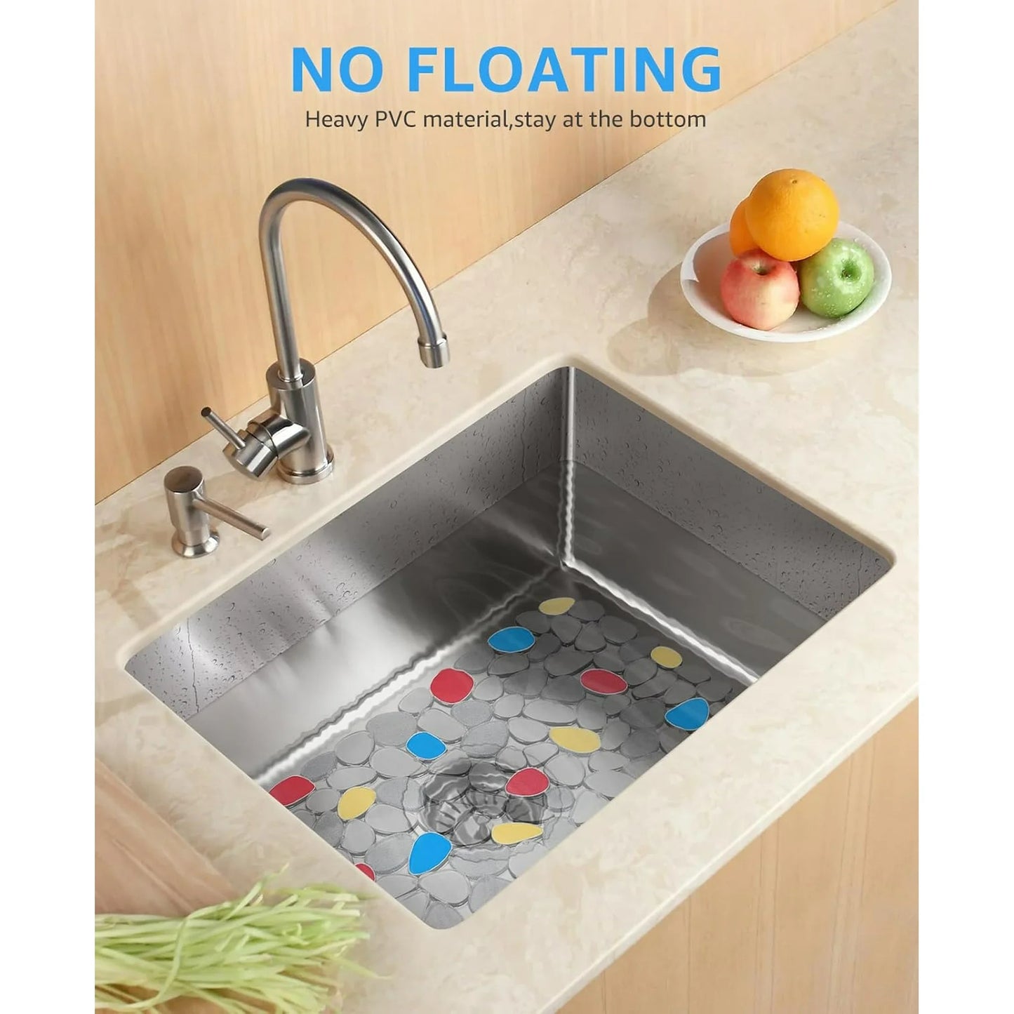 Bligli Non-Slip PVC Sink Mats (2-pack) – Pebble Design Protector for Stainless Steel/Porcelain, Dish Drying & Kitchen Liner, 15.7"x11.8"