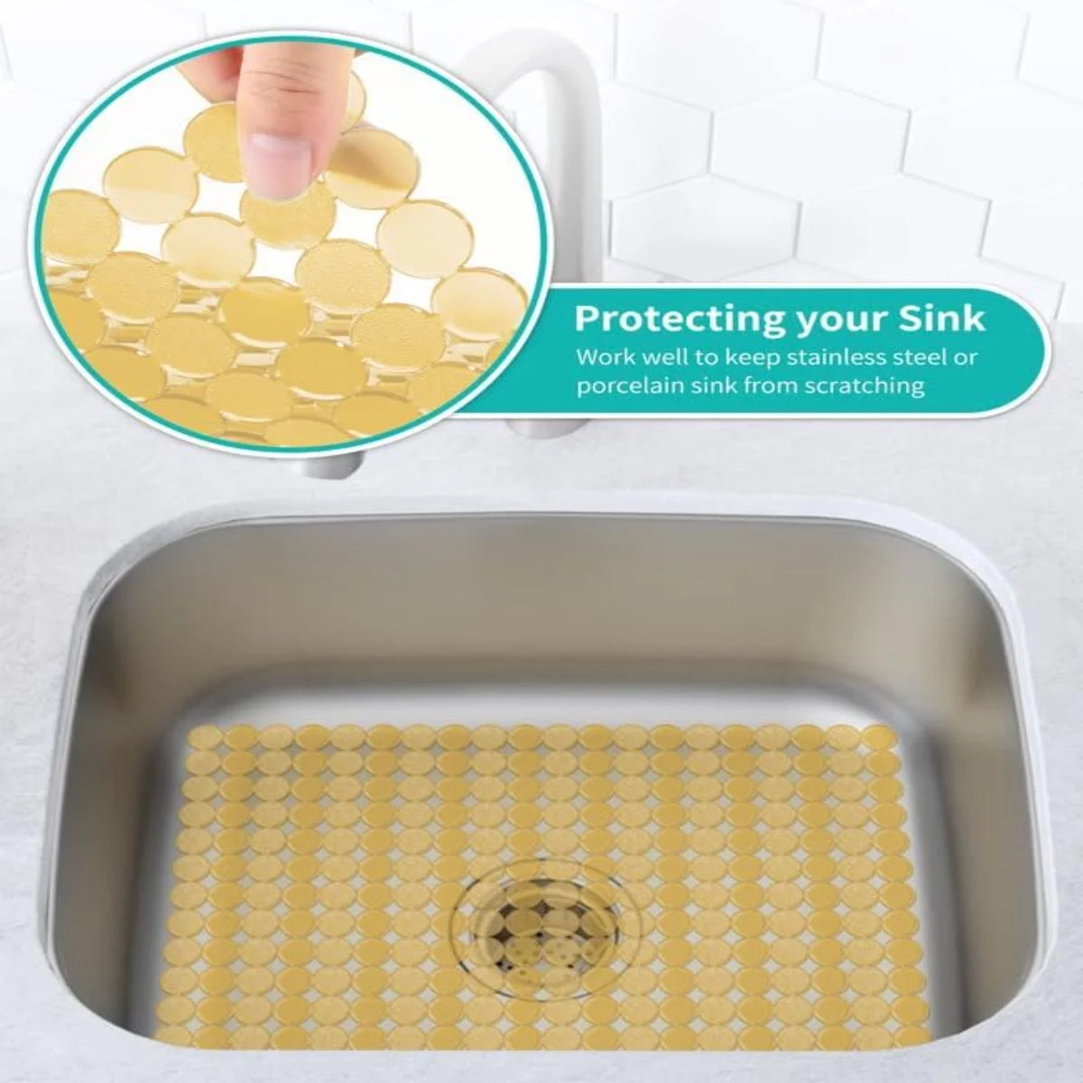 Bligli Round Sink Mats 2-Pack ,Non-Slip PVC Sink Protector, Fits Stainless Steel / Ceramic Sinks,15.7 x 11.8 inch,Fast Draining Dot Design for Kitchen Sink