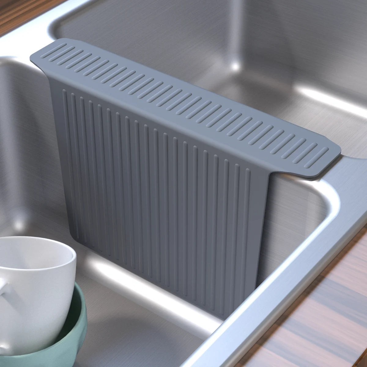 Bligli Silicone Sink Divider Mat - 11.8x5.3 inch Non-Slip Kitchen Organizer, Dish & Glassware Protector for Double Basins, Scratch & Stain Resistant, Durable & Flexible