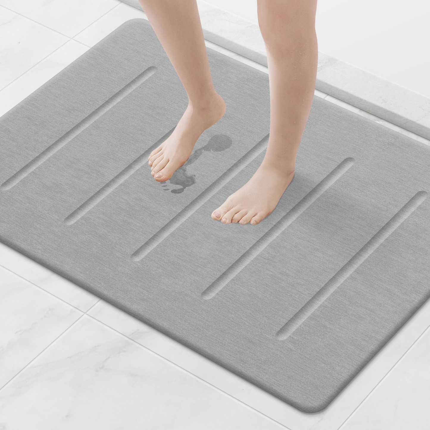 OTHWAY Stone Bath Mat Large, 32" x 20" Diatomaceous Earth for Bathroom, Super Absorbent Quick Drying Non-Slip Diatomite Shower Mat