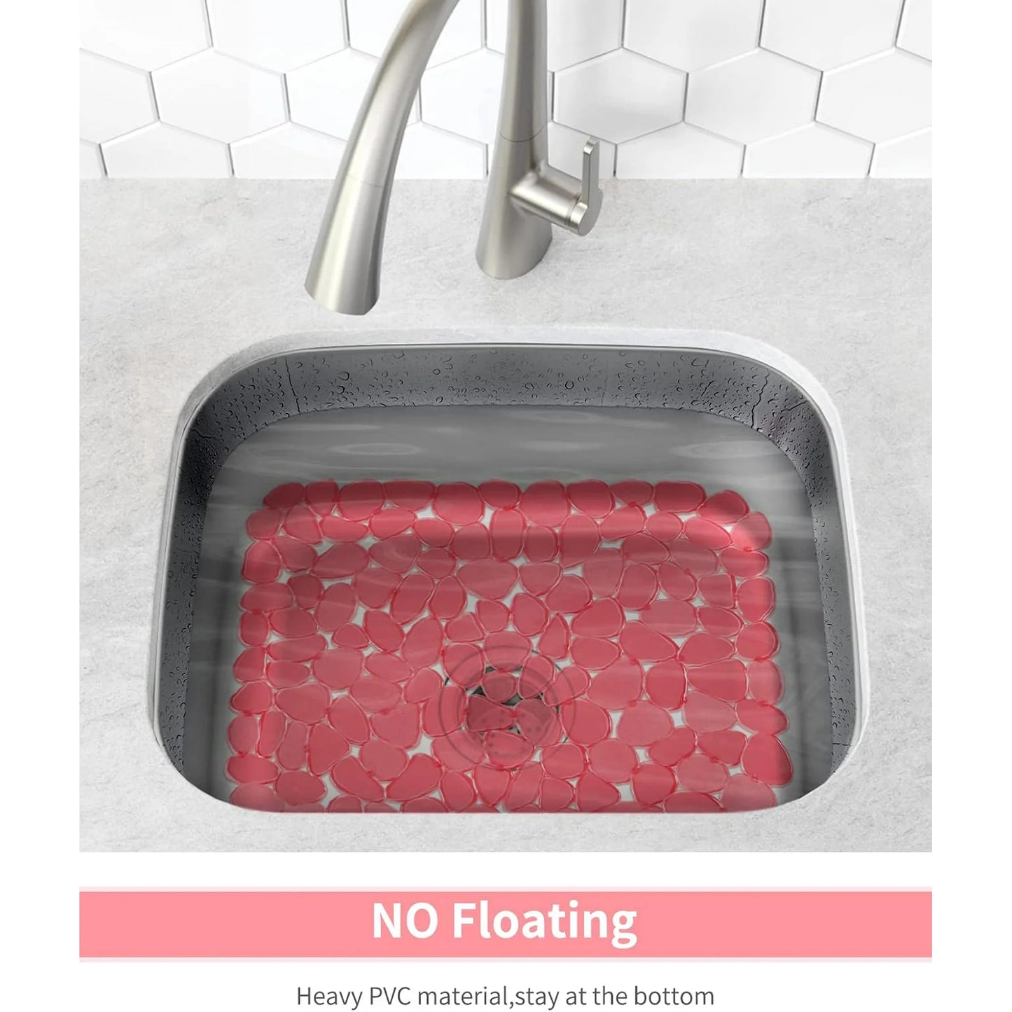 Bligli Non-Slip PVC Sink Mats (2-pack) – Pebble Design Protector for Stainless Steel/Porcelain, Dish Drying & Kitchen Liner, 15.7"x11.8"