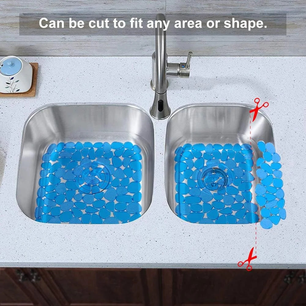 Bligli Non-Slip PVC Sink Mats (2-pack) – Pebble Design Protector for Stainless Steel/Porcelain, Dish Drying & Kitchen Liner, 15.7"x11.8"