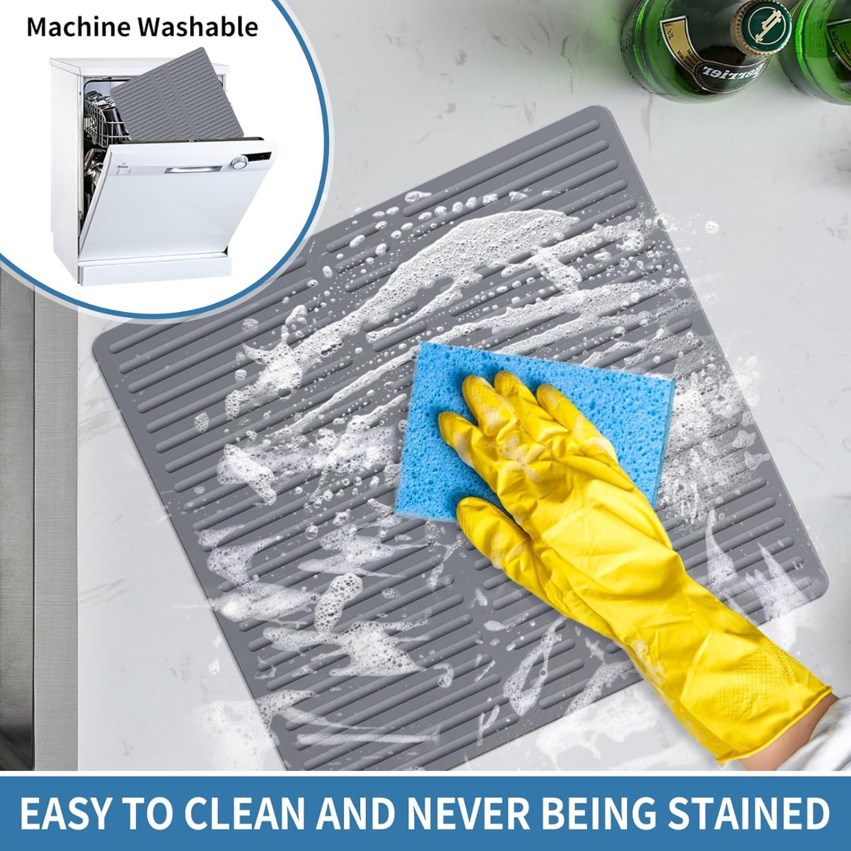 Bligli Silicone Sink Divider Mat - 11.8x5.3 inch Non-Slip Kitchen Organizer, Dish & Glassware Protector for Double Basins, Scratch & Stain Resistant, Durable & Flexible