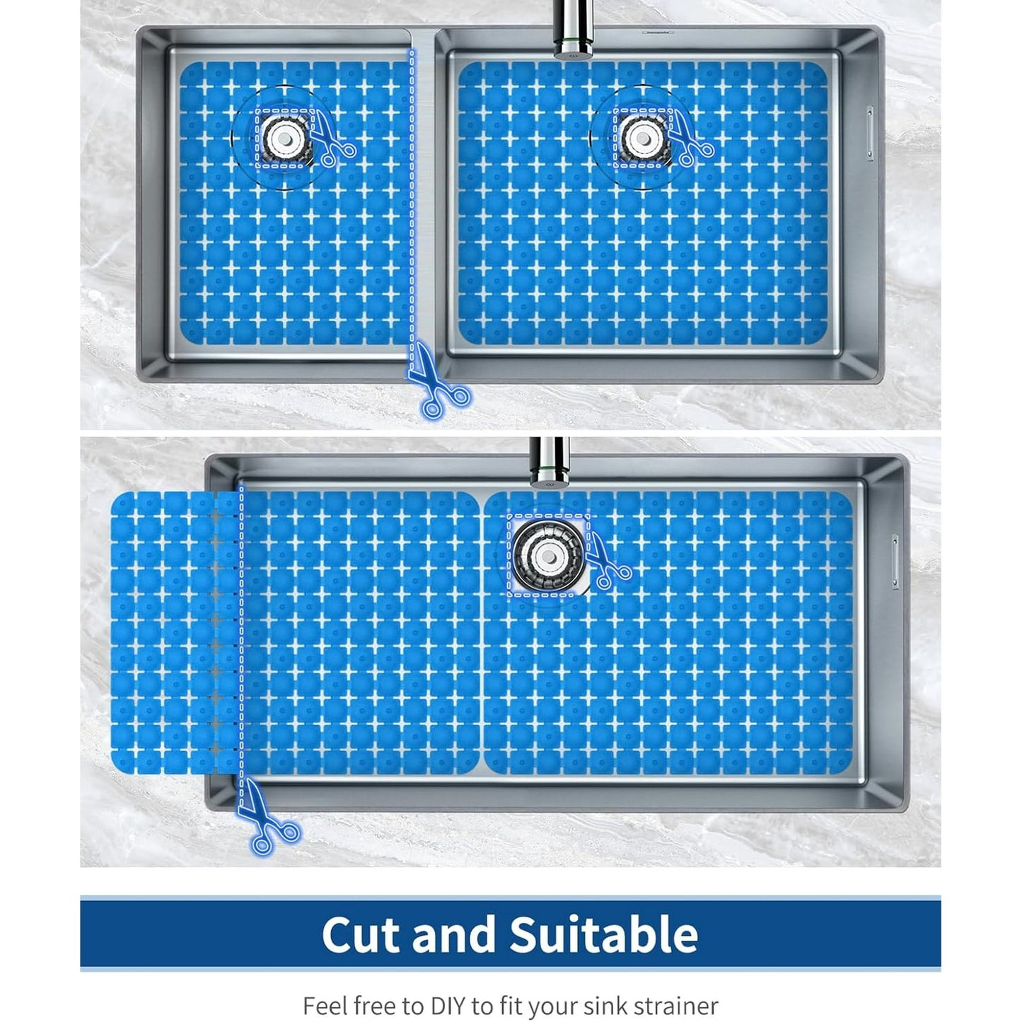 Bligli 2-Pack Sink Mats - 15.7"x11.8" Non-Slip PVC Liners, Quick-Dry Kitchen Protector for Stainless Steel/Ceramic, Dish Drying Mat